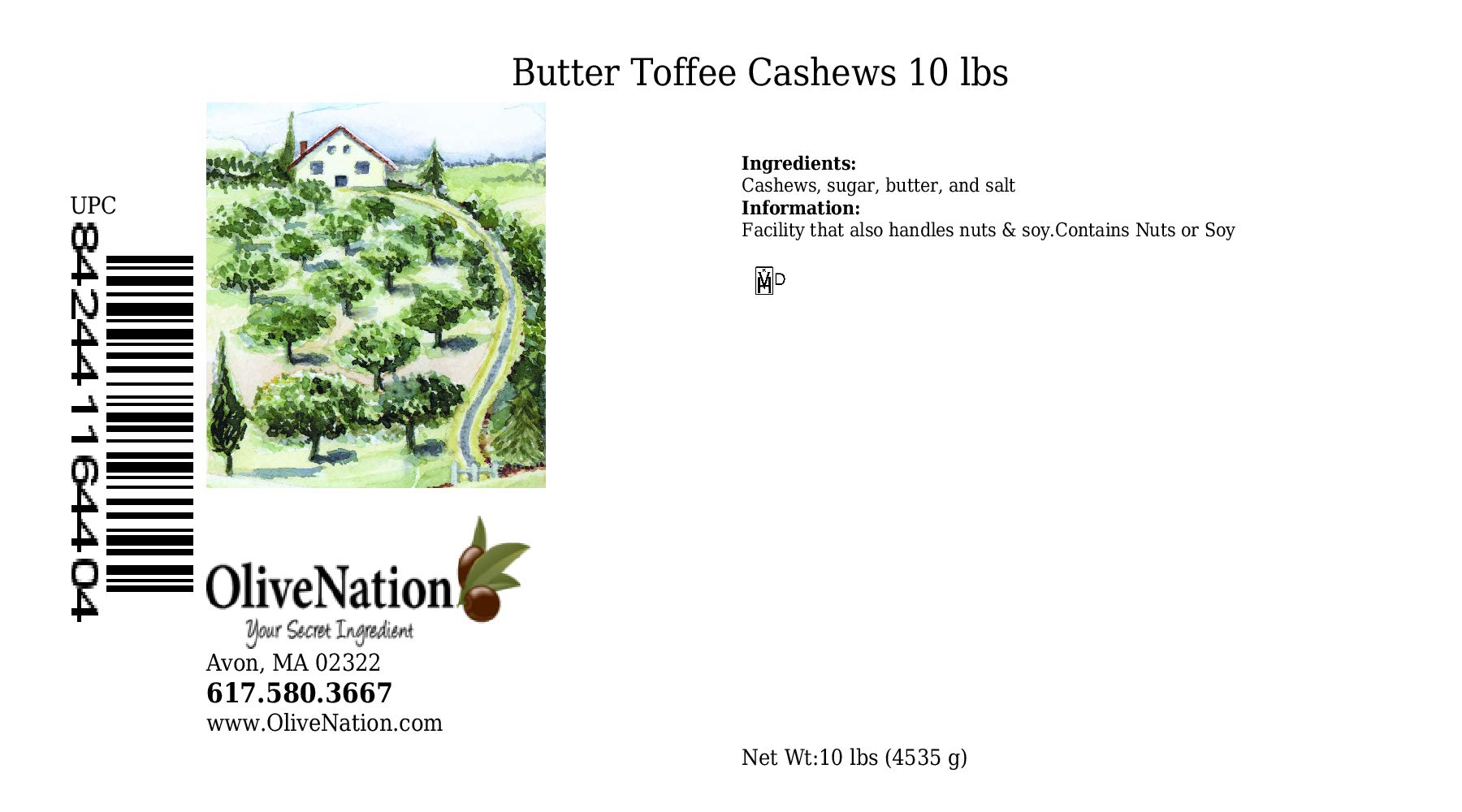 OliveNation Butter Toffee Cashews - Roasted & Salted Whole Nuts with Rich Butter Toffee Coating - 10lb Bulk Snack for Parties, Gift Baskets, Baking & Gourmet Snacking - Perfect for Movie Nights, Office Treats & Holiday Desserts
