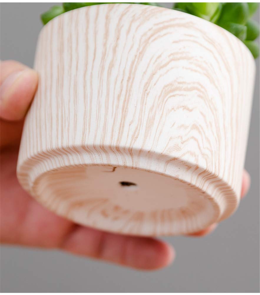 3.5 Inch Round Marble Ceramic Succulent Plant Pots with Bamboo Tray & Drainage Hole - Set of 4 Small Cactus Flower Pots for Home Decor, Office Desk, Garden & Gift Giving