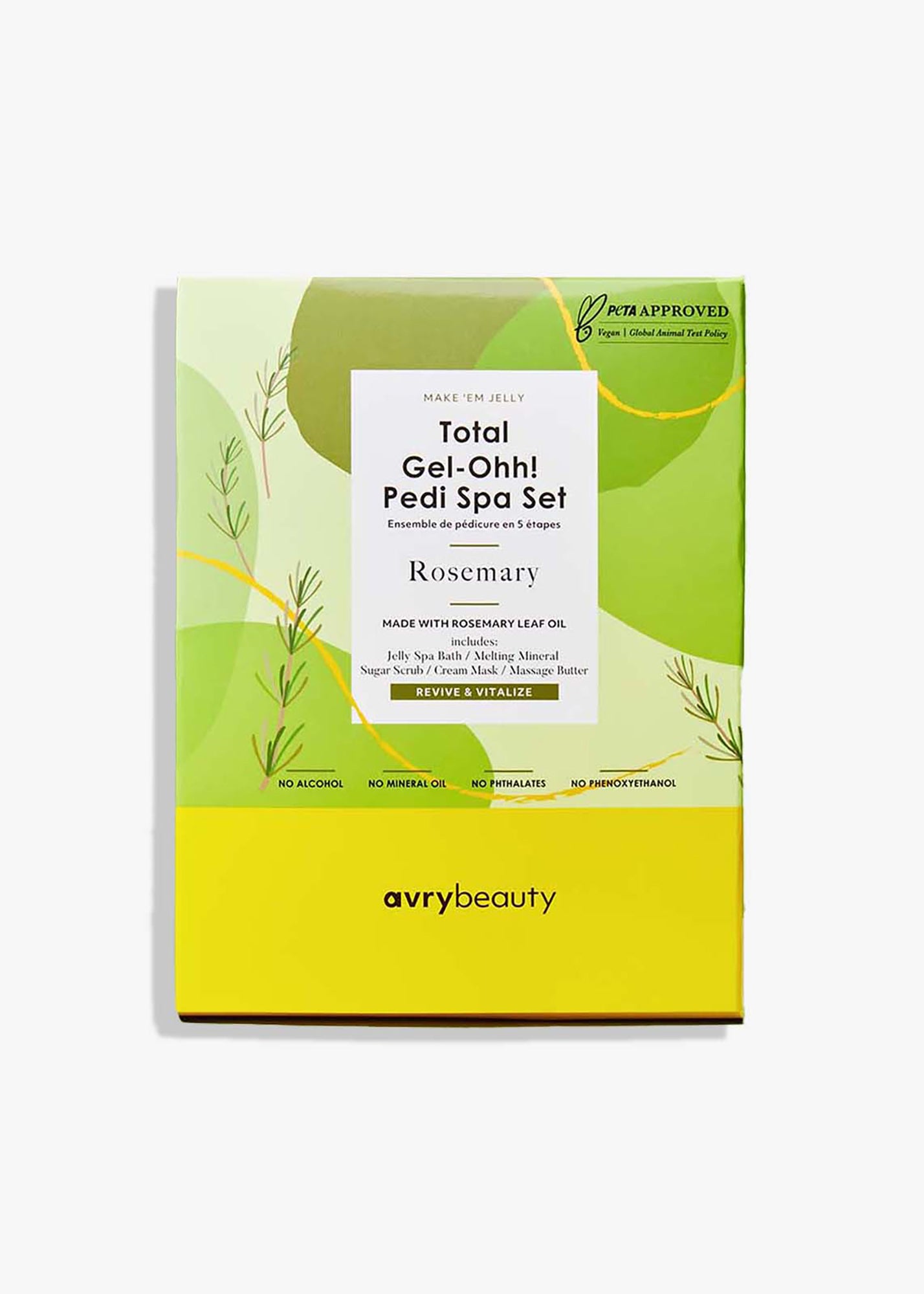 Avry Beauty Total Gel Ohh! 5-Step Pedicure Spa Set for Soft Feet - At-Home Foot Care & Relaxation Kit for Women