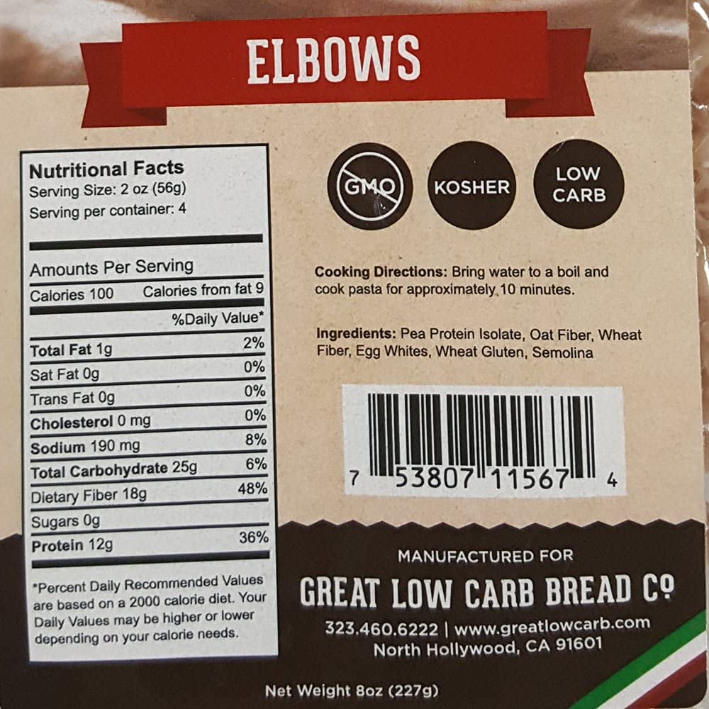 Low Carb Pasta Elbows - 8 oz (2-Pack Bundle) | Keto-Friendly, Gluten-Free Pasta Alternative | Perfect for Keto Diet, Weight Loss & Healthy Eating