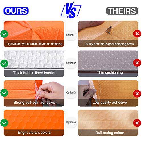 4x8 Bubble Mailer Padded Envelope - Orange Color Shipping Bags for Ecommerce, Small Packages & Mailing - Perfect for Jewelry, Crafts, Documents & Online Store Shipments