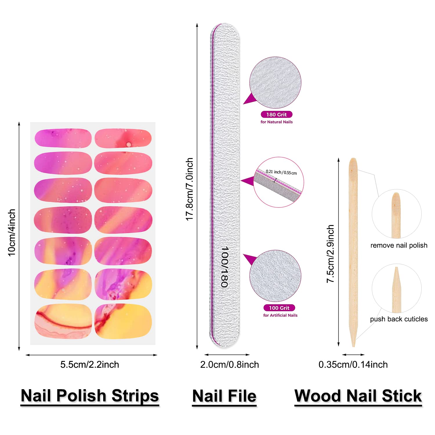 DANNEASY 12 Sheets Rainbow Nail Polish Strips - Self-Adhesive Gel Nail Wraps & Stickers for Women & Girls - DIY Nail Art Decoration for Parties, Weddings & Everyday Wear