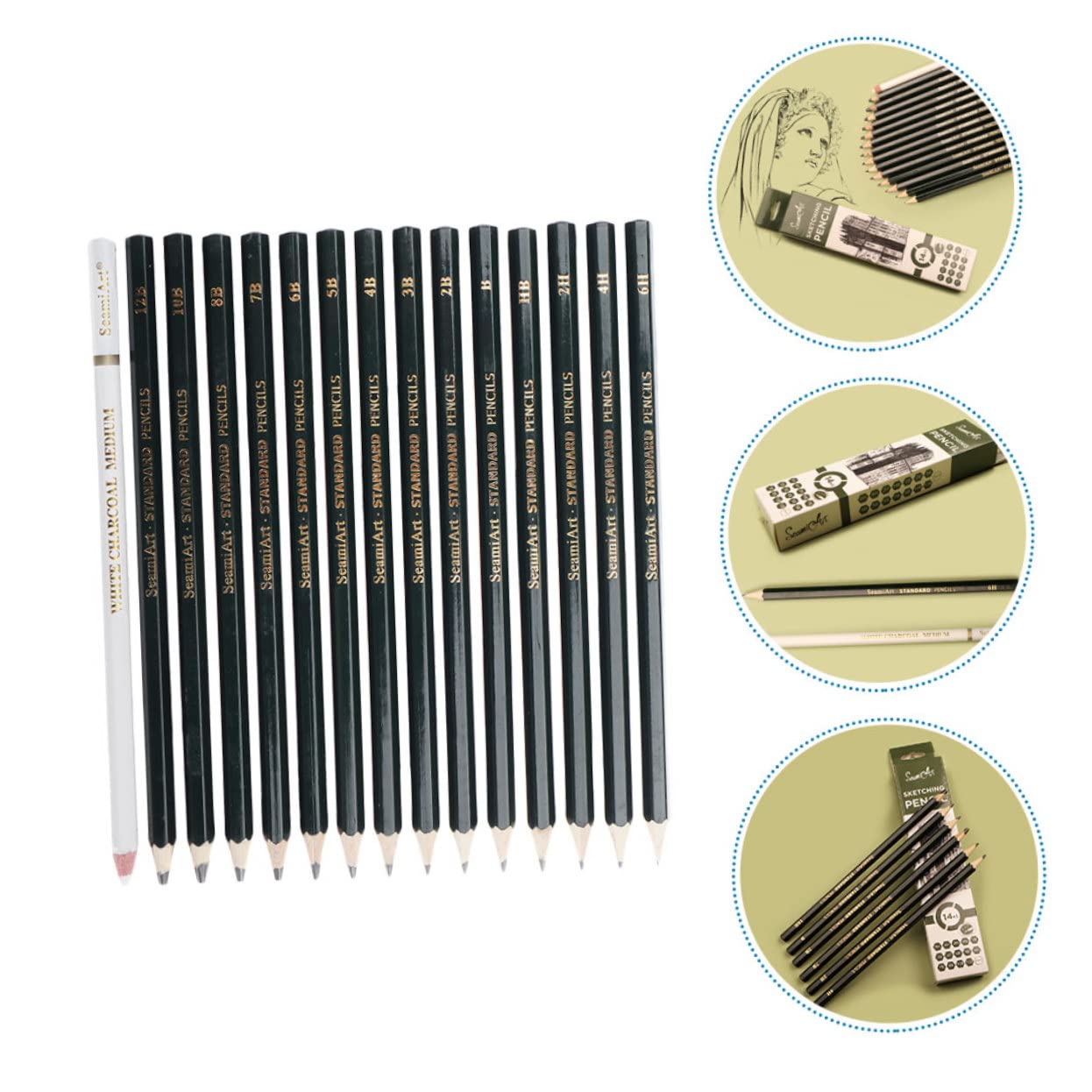 Anneome 15-Piece Sketch Pencil Set - Professional Graphite Drawing Pencils for Artists & Kids - Wooden Art Pencils for Sketching, Shading & DIY Projects - Perfect for Classroom, Home & Studio Use