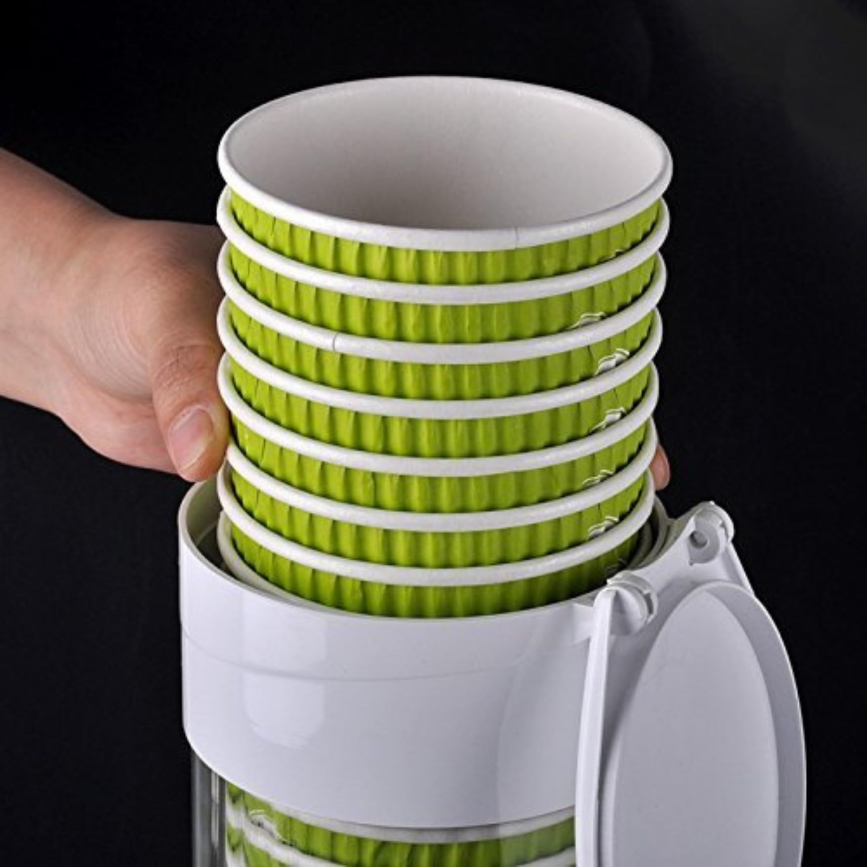 Viraaji Wall Mounted Paper Cup Dispenser - Plastic Drinking Cup Organizer for Disposable Cups with Sticker & Screw Plate Mounting | Perfect for Home Kitchen, Office Breakroom & Restaurant Drink Stations