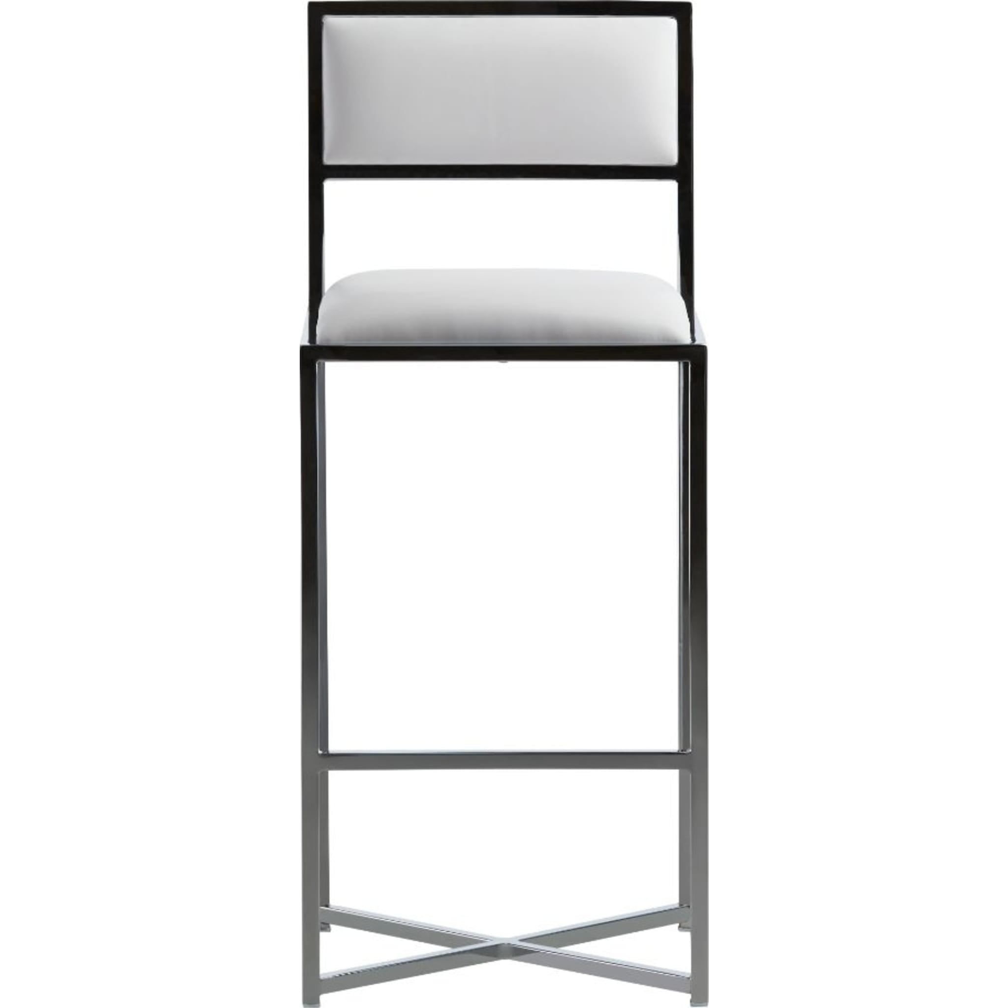 Amalfi X Base Bar Stool - White Leather Counter Height Stool for Kitchen Island, Breakfast Nook & Home Bar - Modern Dining Chair with Comfortable Seat