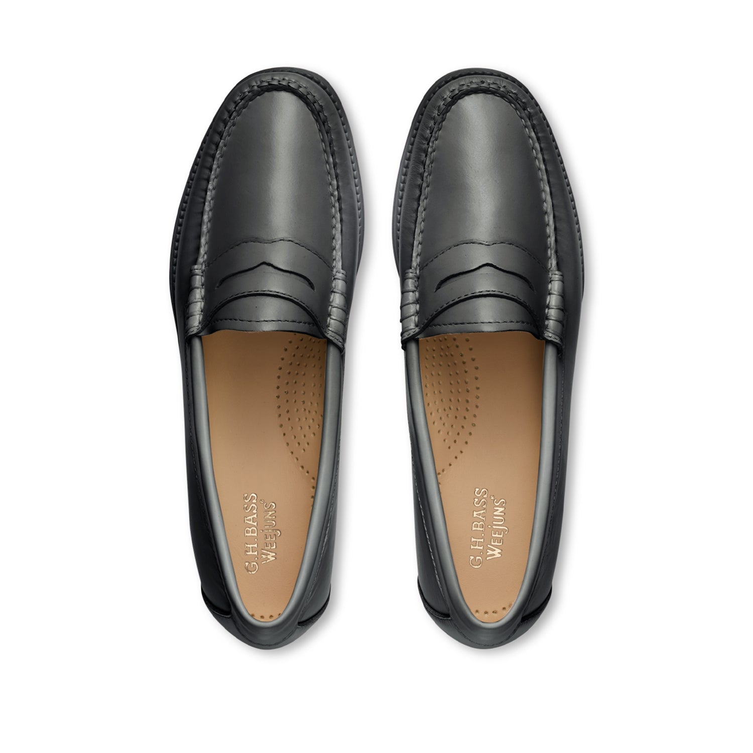 G.H. Bass Women's Whitney Easy Weejun Loafers - Classic Black Leather Slip-On Shoes for Women | Comfortable & Stylish for Work, Office & Casual Outings