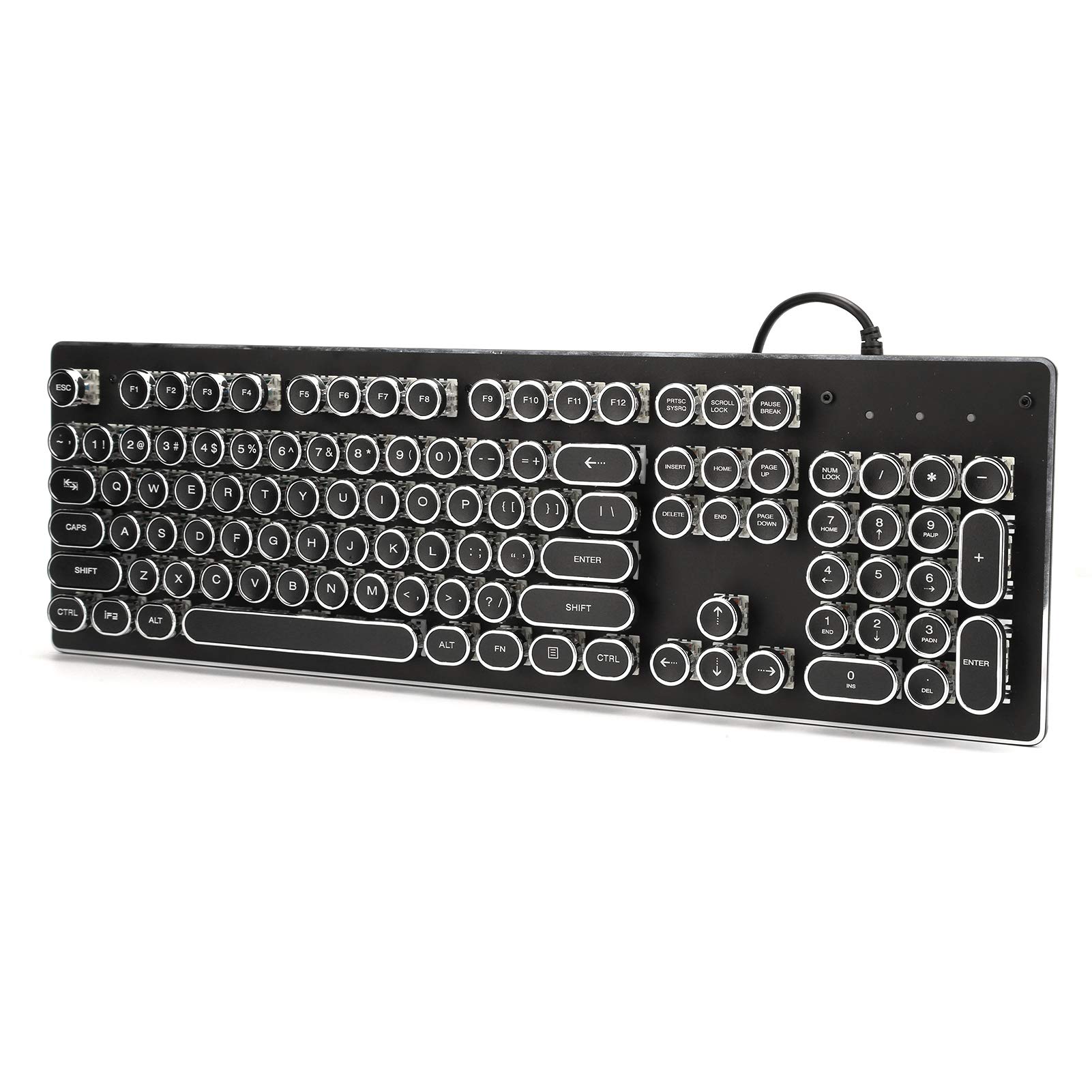 Retro Wired Mechanical Gaming Keyboard - 104 Keys with Mixed RGB Backlight, Ergonomic Design for PC Gamers | Perfect for FPS, MMO & Typing (Black)