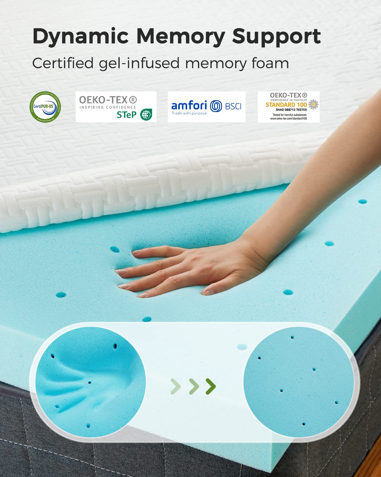 PERLECARE Twin XL Mattress Topper - 3 Inch Cooling Memory Foam Mattress Pad for Back Pain Relief, Breathable Bamboo Cover, Removable & Washable, Non-Slip, CertiPUR-US & Oeko-Tex Certified - Perfect for Hot Sleepers, Pressure Relief, and Enhanced Comfort in Dorms, Guest Rooms, or Home Use
