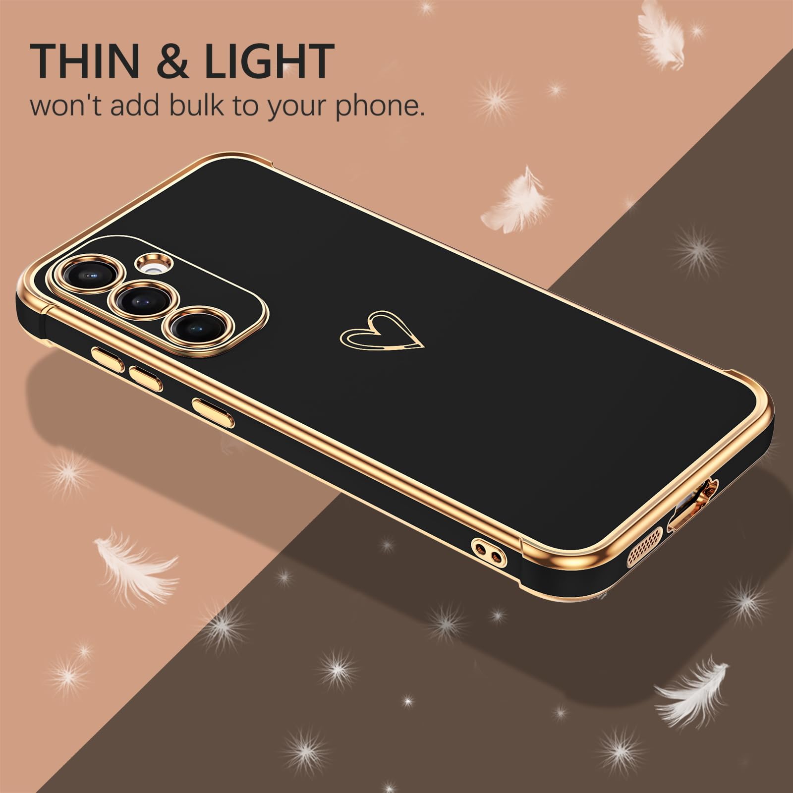 Samsung Galaxy S24 Case - Cute Heart Pattern Soft TPU Cover with Shockproof Protection | Slim & Durable Phone Case for Samsung S24 (Black) | Perfect for Daily Use, Work, and Travel