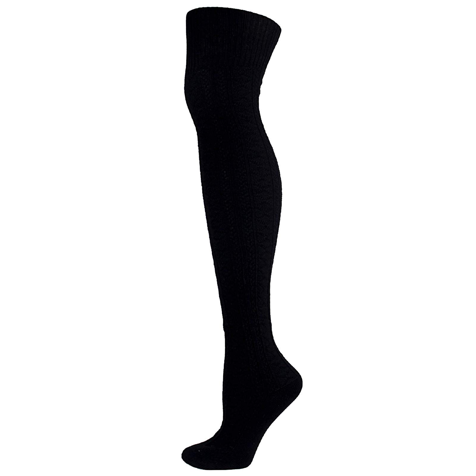 Women's & Men's Knee-High Cotton Socks - Solid Black Knit Stockings for Adults | Fashionable Long Socks for Casual Wear, Work & Winter Outfits