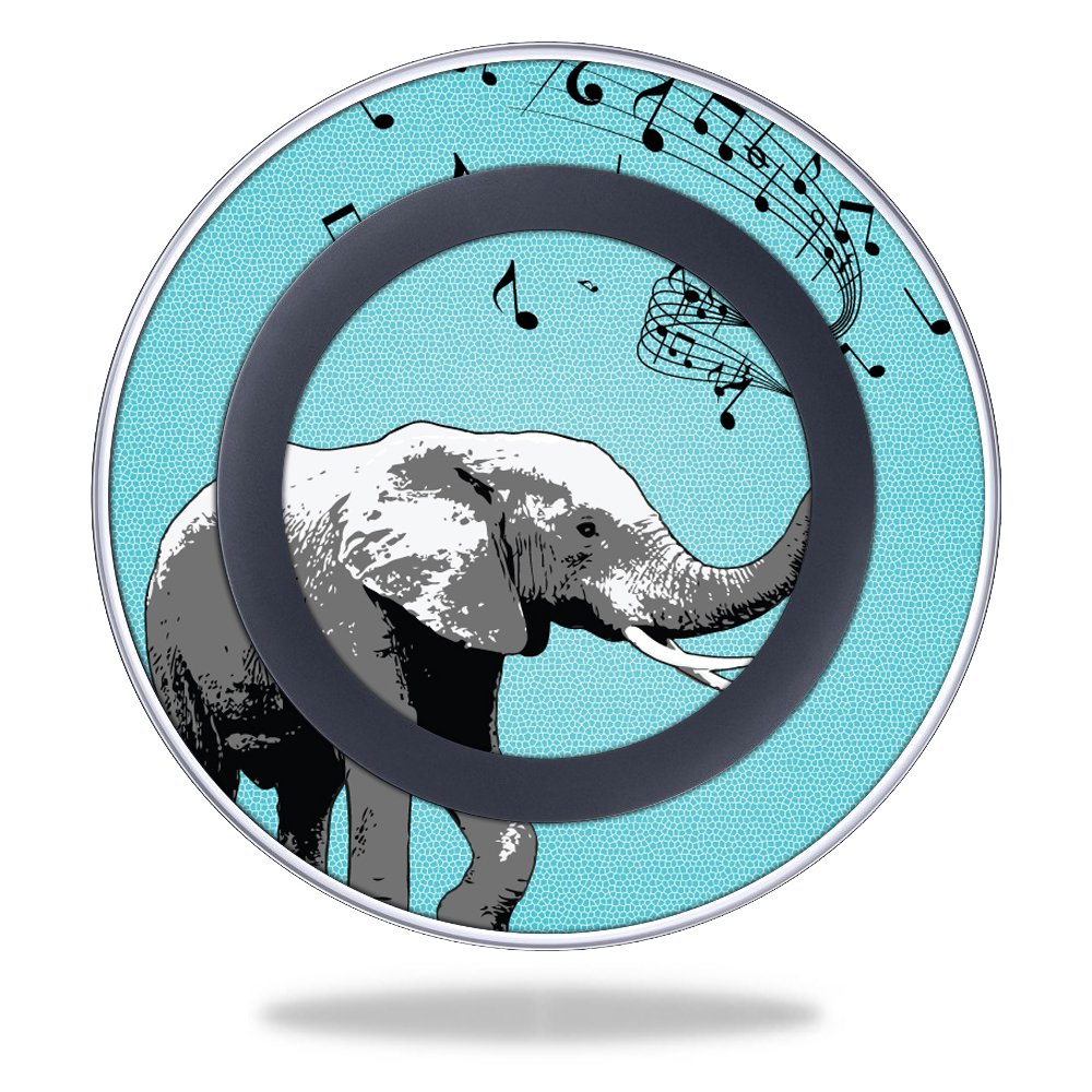 MightySkins Decorative Skin Wrap for Samsung Wireless Charging Pad - Elephant Music Design | Protective Cover Sticker | Perfect for Home, Office & Travel Use