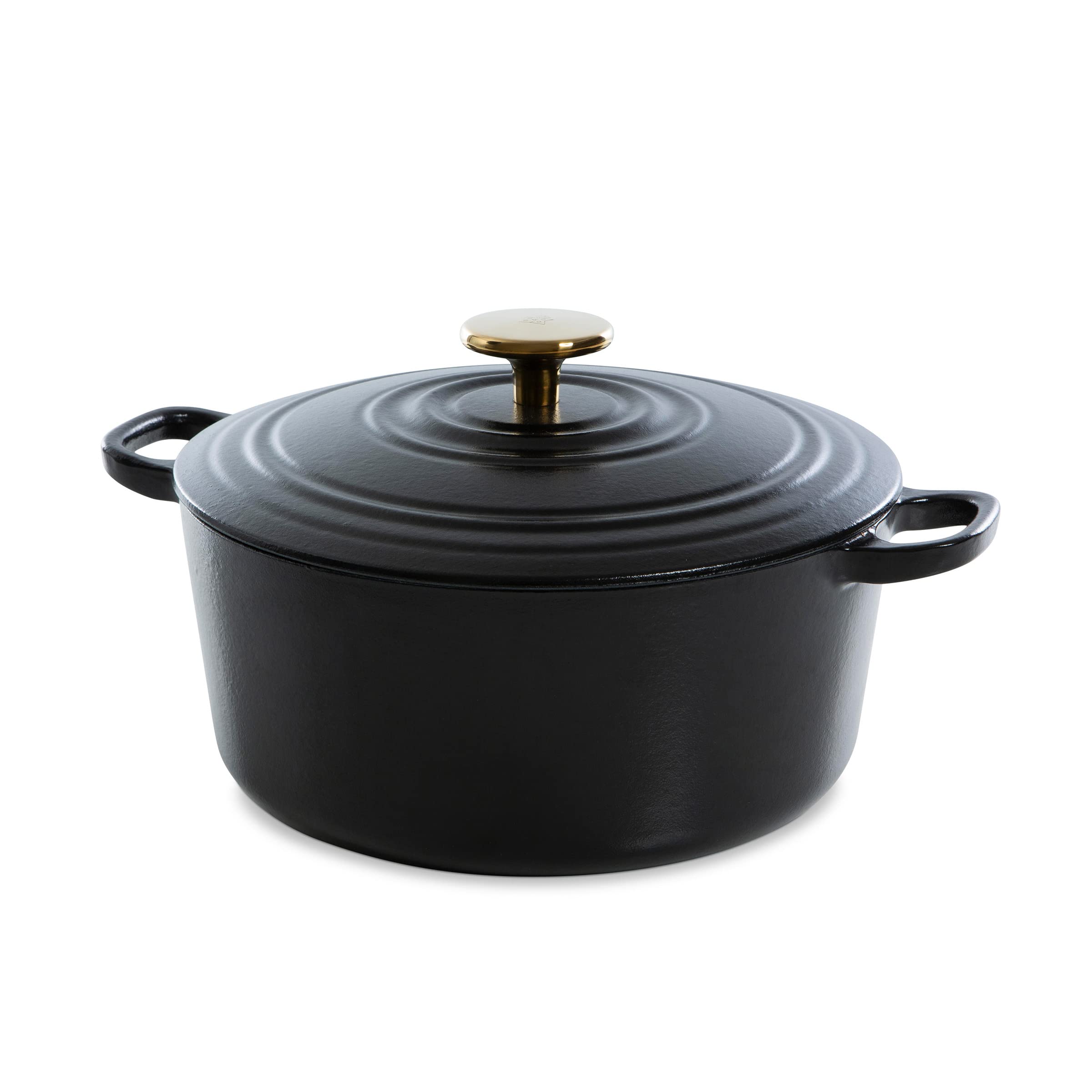 BK Cookware Bourgogne Enameled Cast Iron 4.4QT Dutch Oven - Pitch Black | Heavy Duty Cast Iron Pot for Braising, Stewing & Baking | Perfect for Soups, Casseroles & Bread Making in Oven or Stovetop