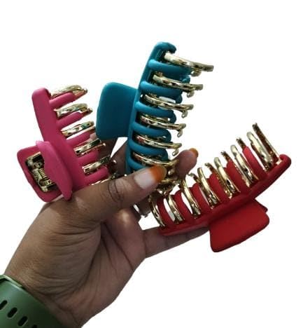 Non-Slip Strong Grip Hair Claw Clips for Women - 3 Pack Multicolor Hair Clutchers | Perfect for Workouts, Office, and Everyday Hairstyles