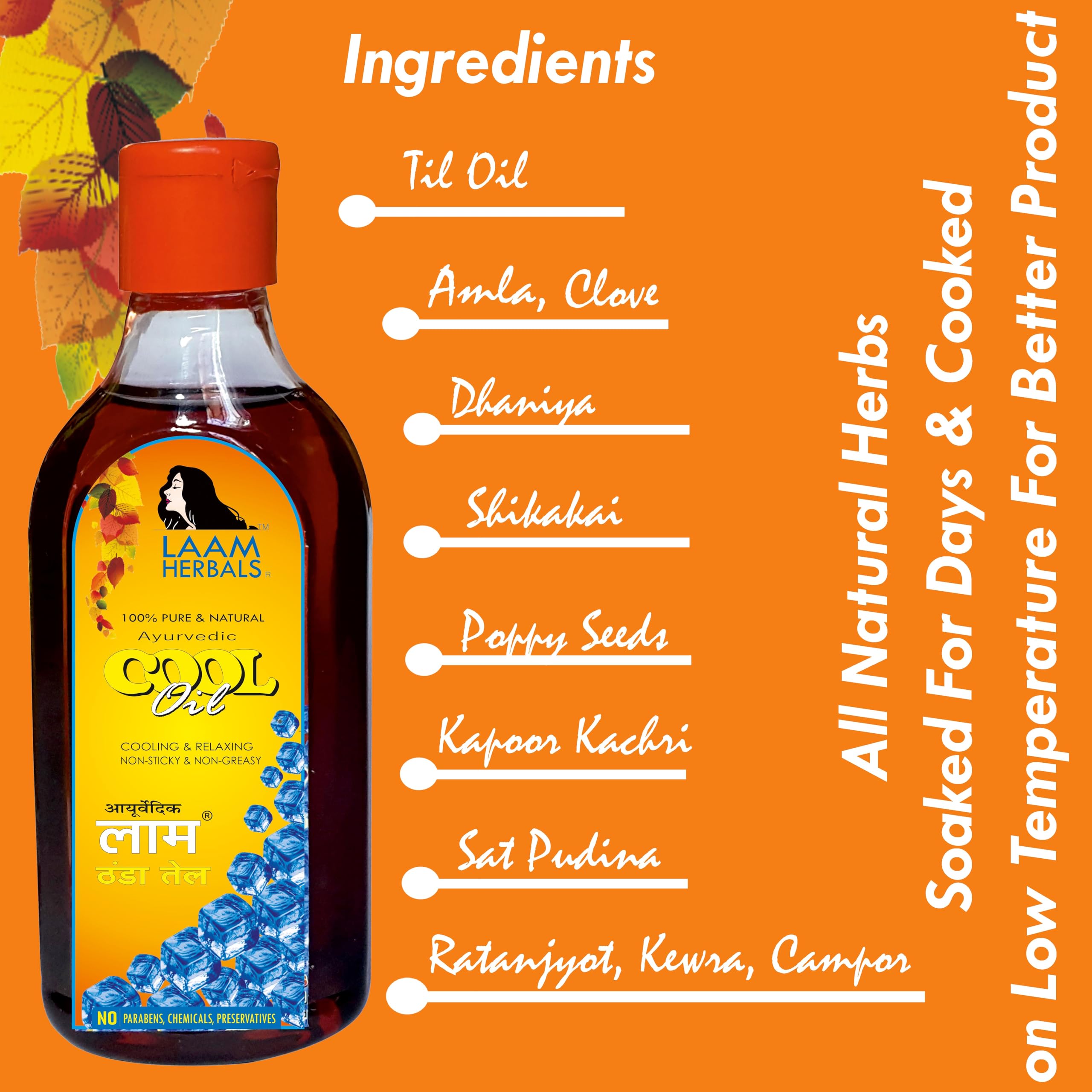 Laam Herbals Ayurvedic Cool Hair Oil - 100ml | Relieves Tension, Headaches, Fatigue & Insomnia | Natural Stress Relief & Scalp Care for Relaxation & Better Sleep