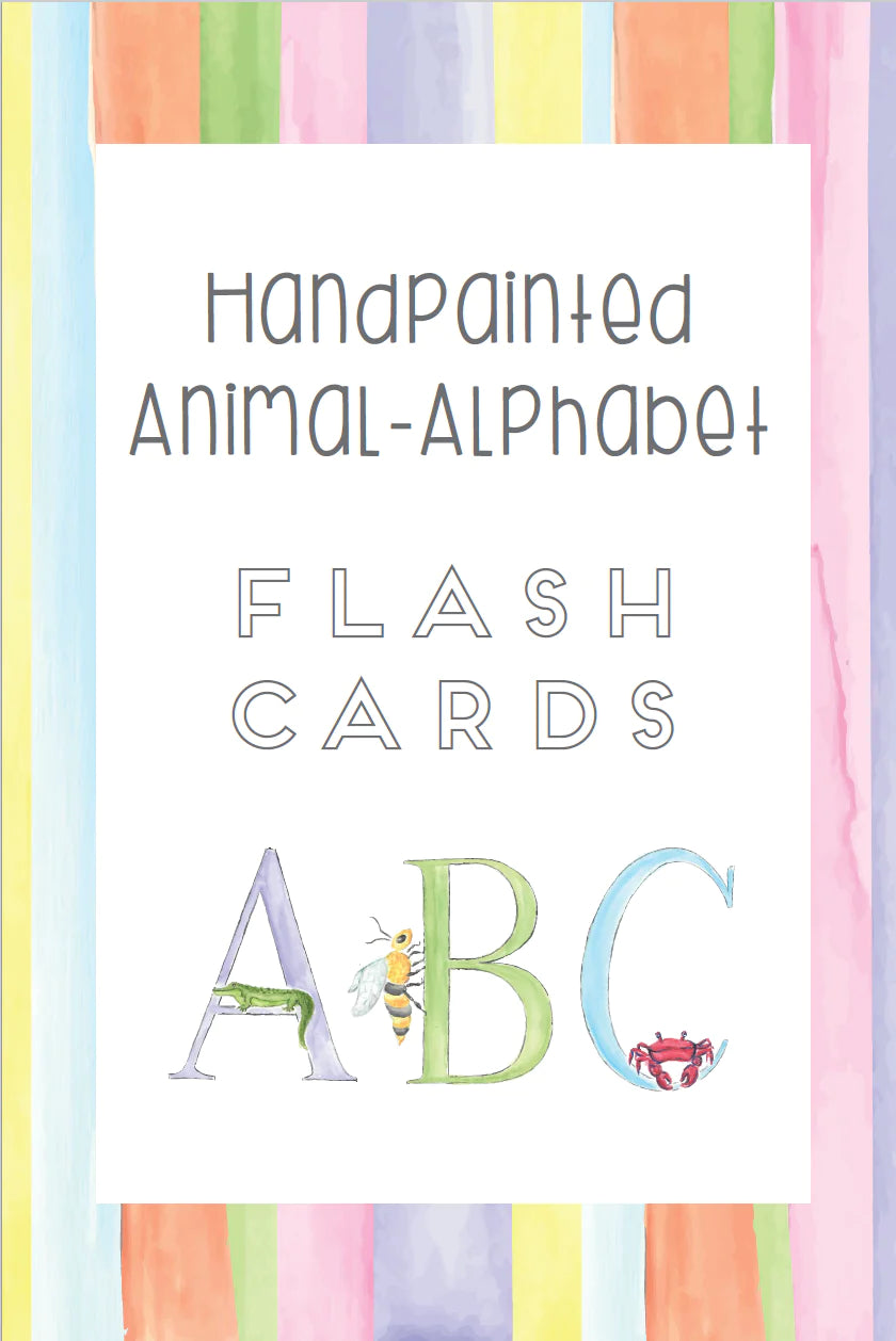 Fort52 Hand Painted Animal Alphabet Flash Cards - Educational Learning Toys for Toddlers & Preschoolers - Perfect for Homeschooling, Classroom & Montessori Activities