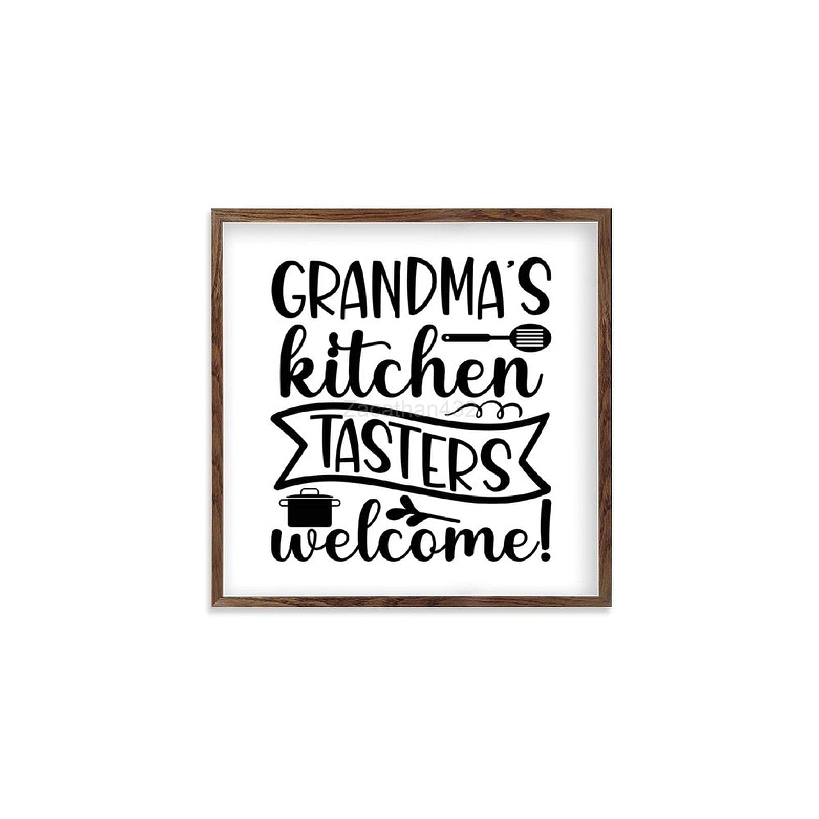 12x12 Inch Wood Framed Wall Sign - Farmhouse Kitchen Decor for Dining Room | Rustic Welcome Sign for Grandma's Kitchen & Cozy Home Decor | Perfect for Country Style Homes & Gift Giving