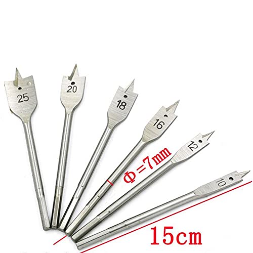6pc Spade Drill Bit Set - HEX Shank 10/12/16/18/20/25mm Woodworking Drill Bits for Power Tools | Flat Wood Drills & Hole Saws for DIY Projects, Carpentry, and Home Improvement