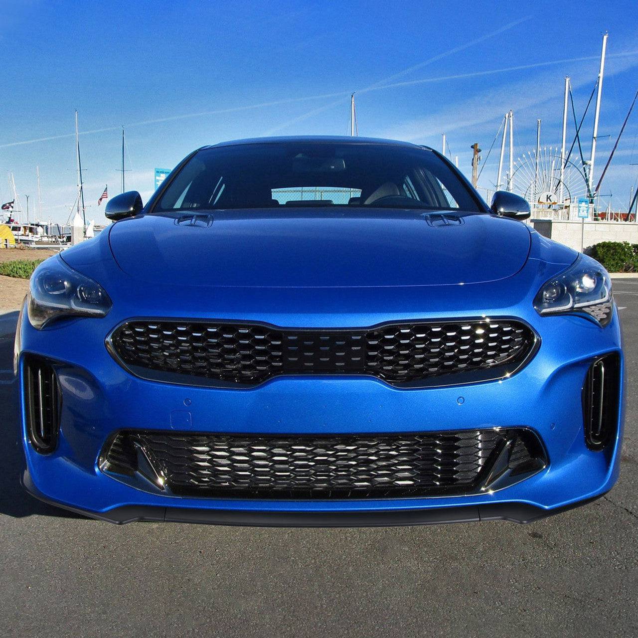 2018-2021 Kia Stinger Front Bumper Lip Splitter Kit - 3PC Glossy Black ABS Plastic Spoiler for Enhanced Aerodynamics & Sporty Look - Perfect for Car Enthusiasts & Street Racing