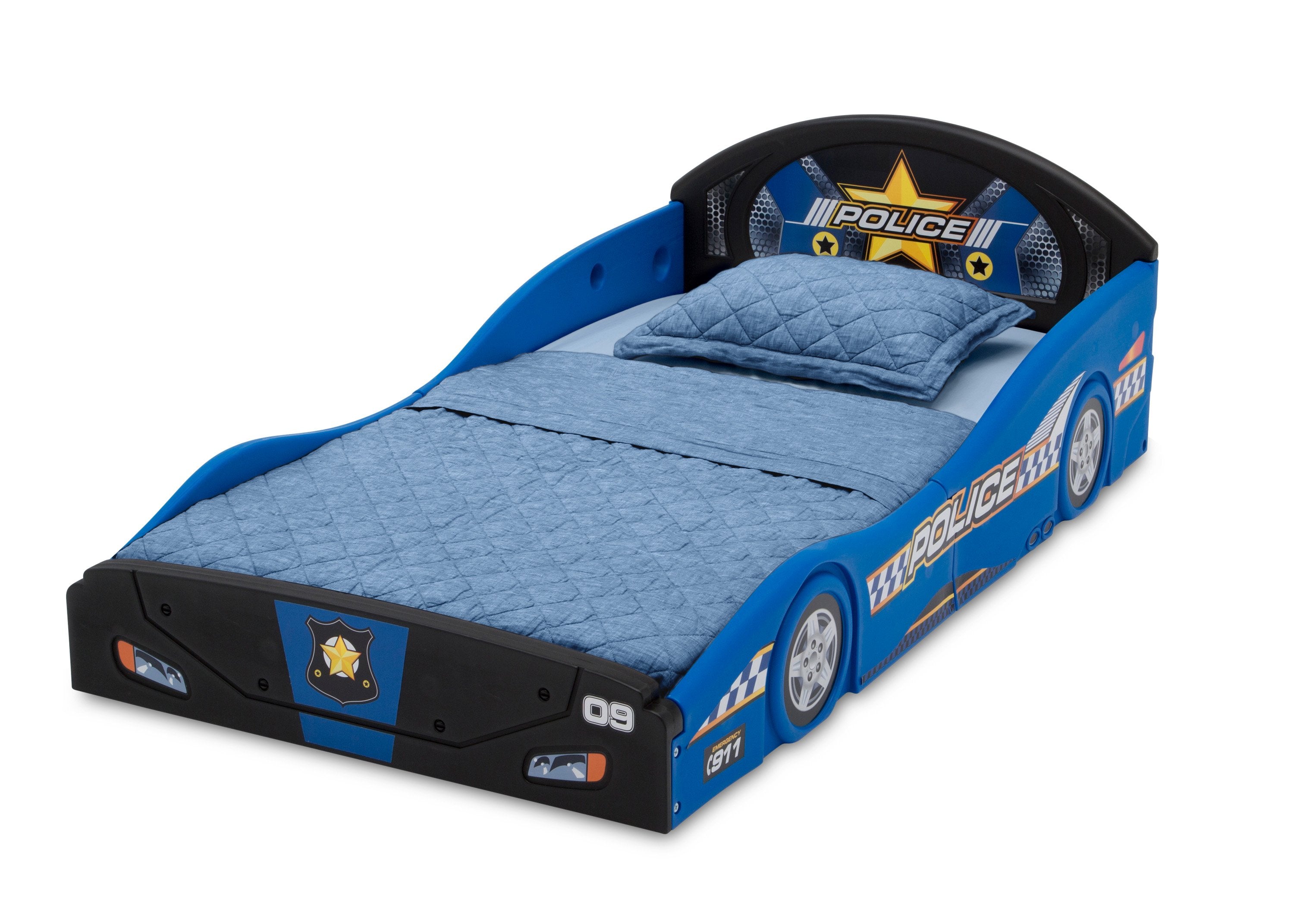 Police Car Plastic Toddler Bed for Boys & Girls - Safe Sleep and Play Bed for Kids - Perfect for Nursery, Daycare, or Playroom