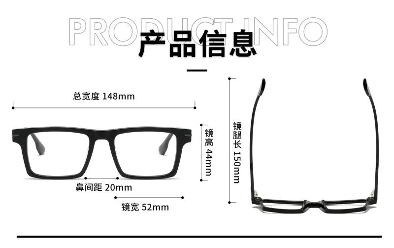 Black Unisex Full Rim Square Acetate Eyeglasses 4529 - Stylish Flat Top Frame for Men & Women - Perfect for Work, Reading, and Fashion Accessories