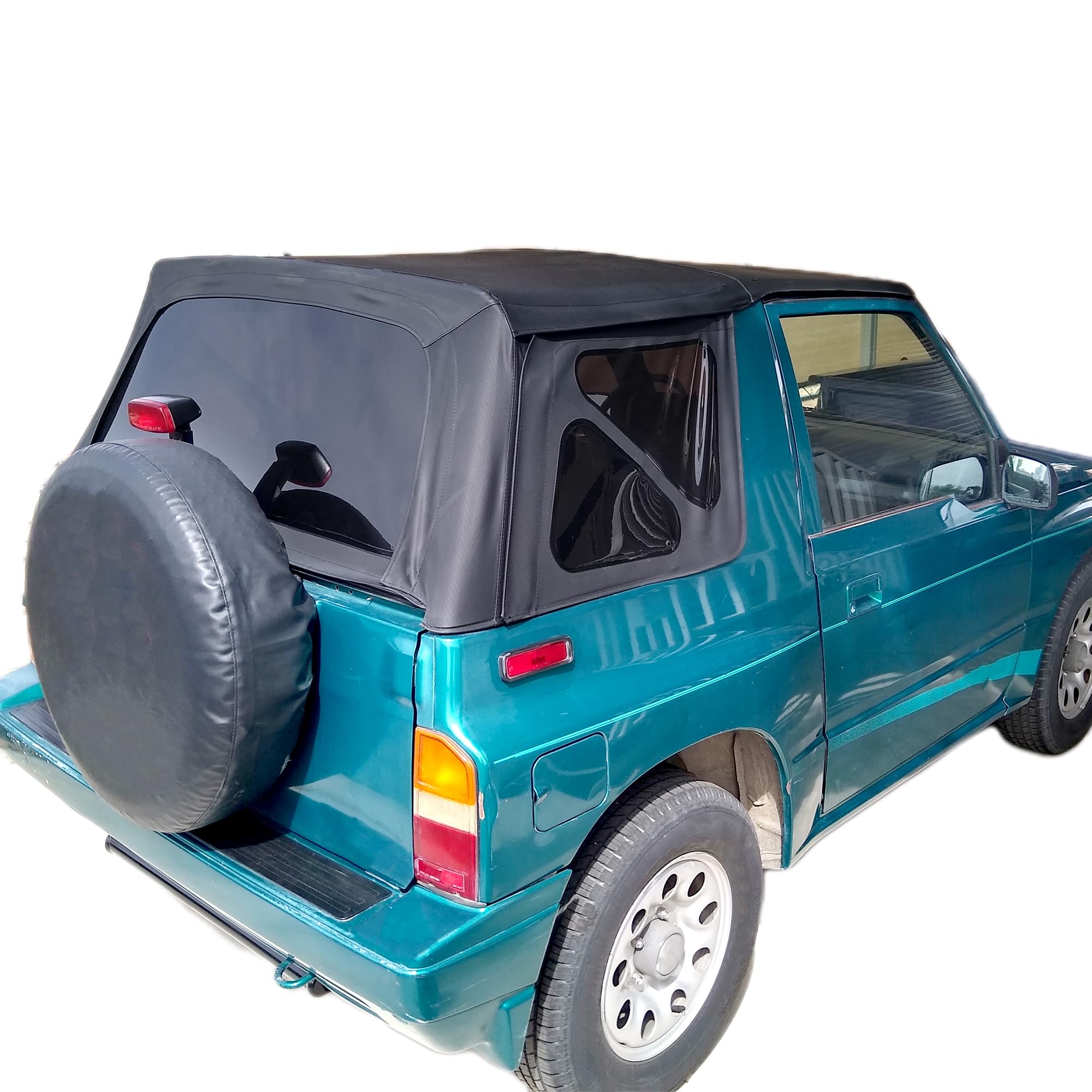 ECOTRIC Black Waterproof Soft Top Upper Skin & Trail Top Cover - Compatible with 1995-1998 Suzuki Sidekick & Geo Tracker - Durable Tinted Windows Replacement for Off-Road Adventures & Outdoor Protection