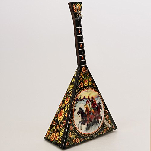 Balalaika Music Box 'Winter Troika' - Handcrafted Russian Folk Musical Gift Box in Black | Perfect for Christmas Decor, Holiday Gifts & Slavic Home Decor