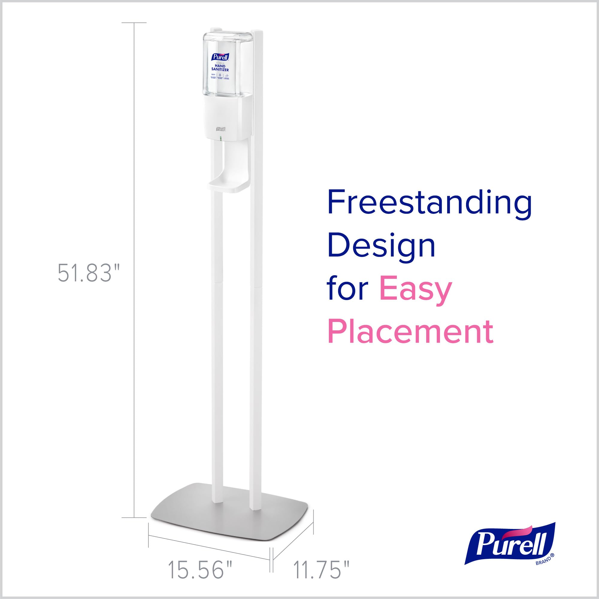 PURELL ES10 Automatic Hand Sanitizer Dispenser with White Floor Stand - Touch-Free Sanitizing Solution for Offices, Hospitals, and Public Spaces (Pack of 1) - 8210-DS
