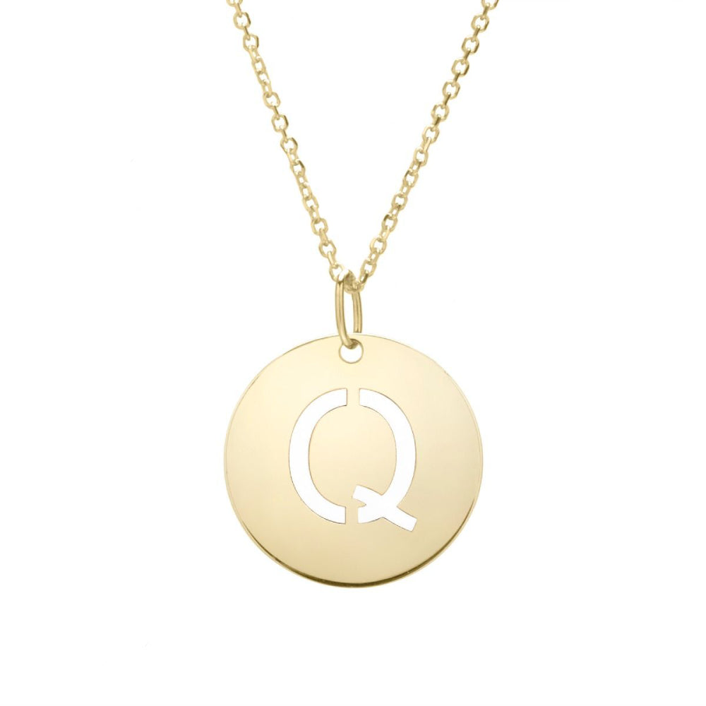 14K Gold Disc Pendant Necklace - Personalized Initial Charm (All Letters A-Z) | Elegant Layering Jewelry for Women, Perfect Gift for Birthday, Anniversary & Valentine's Day
