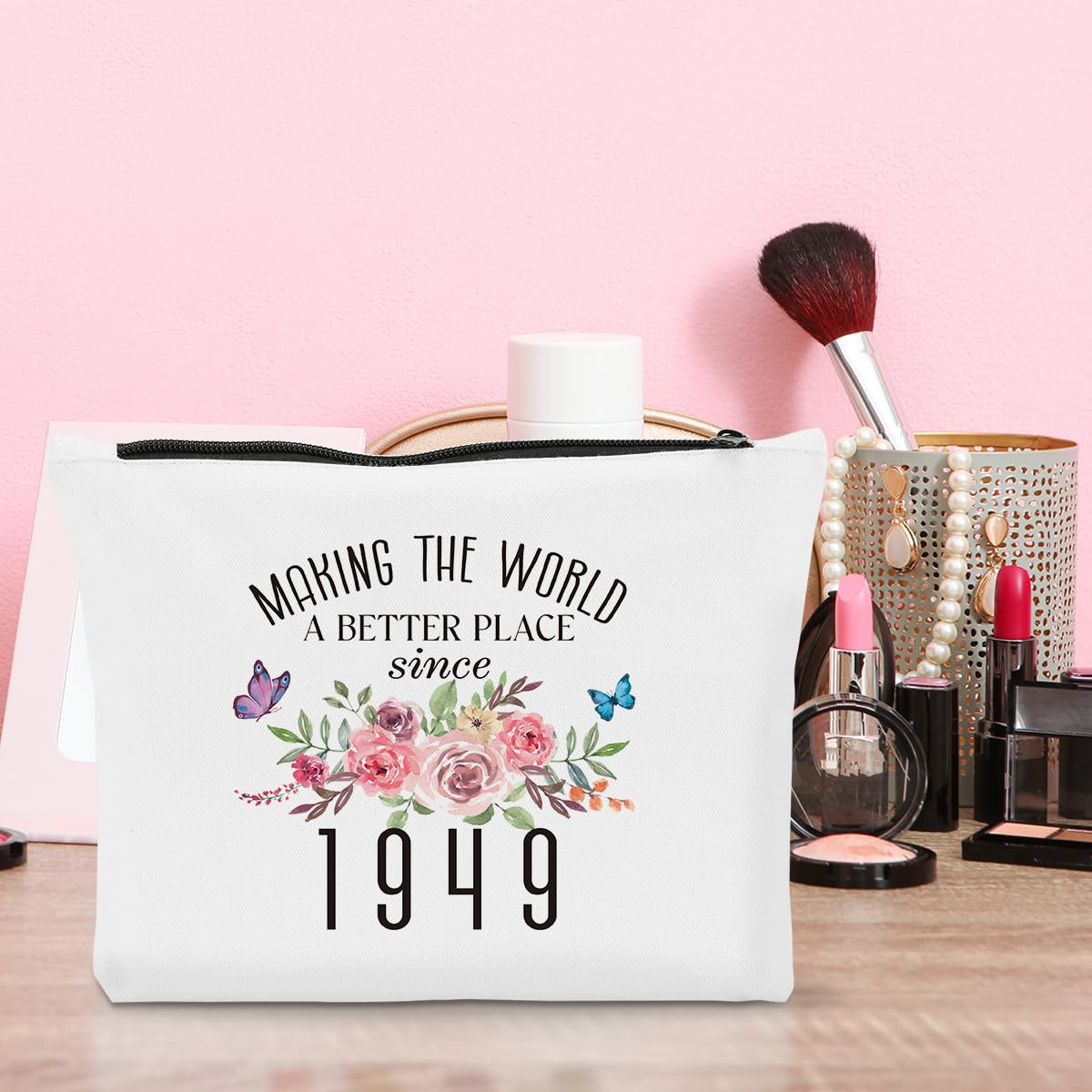 75th Birthday Gifts for Women - Funny Makeup Bag & Cosmetic Pouch | Perfect 75 Year Old Birthday Present & Anniversary Gift Idea | Great for Travel, Spa Days & Party Decorations