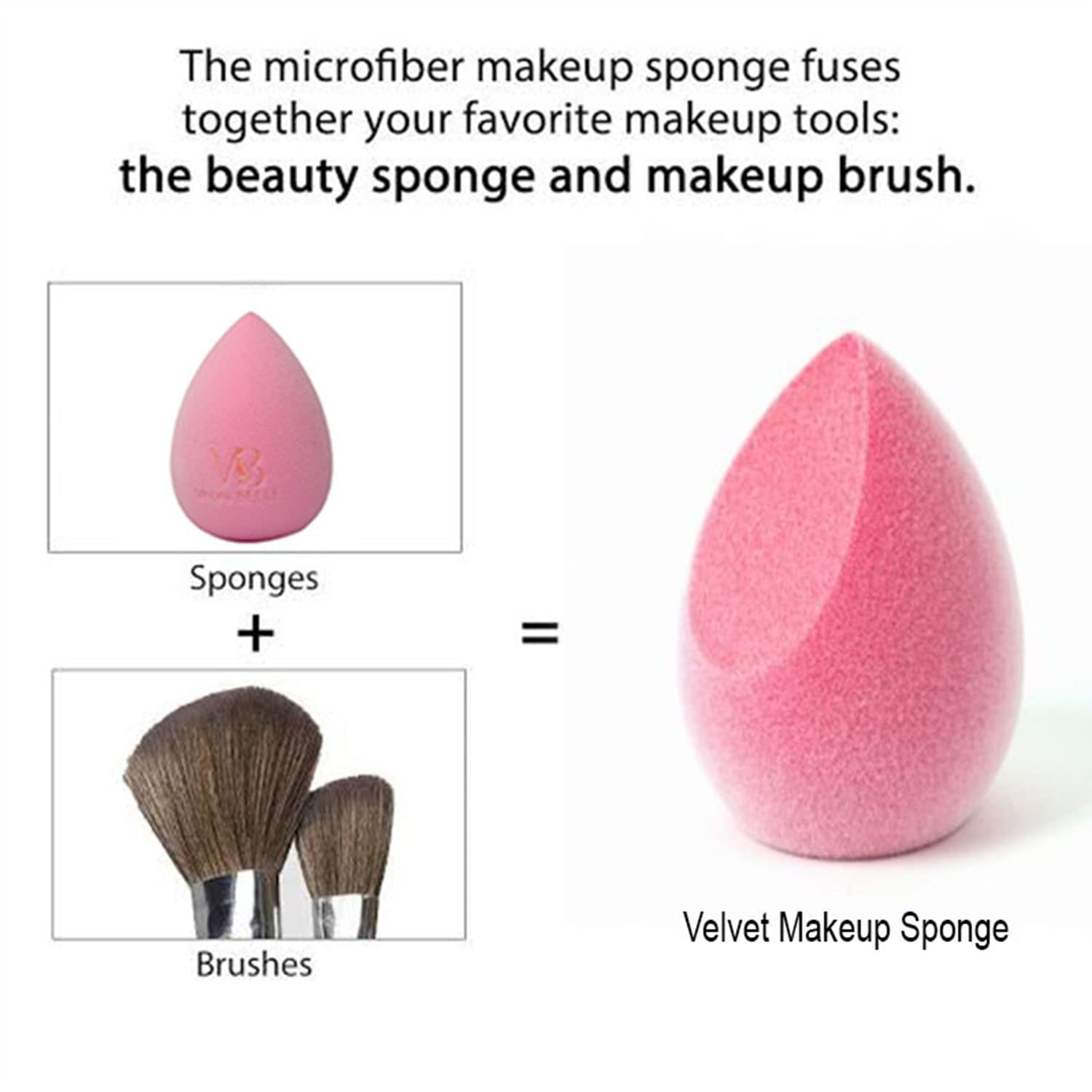 Veoni Belle Velvet Microfiber Beauty Blender - Super Soft Pink Makeup Sponge for Flawless Foundation & Concealer Application - Perfect for Everyday Makeup & Professional Use