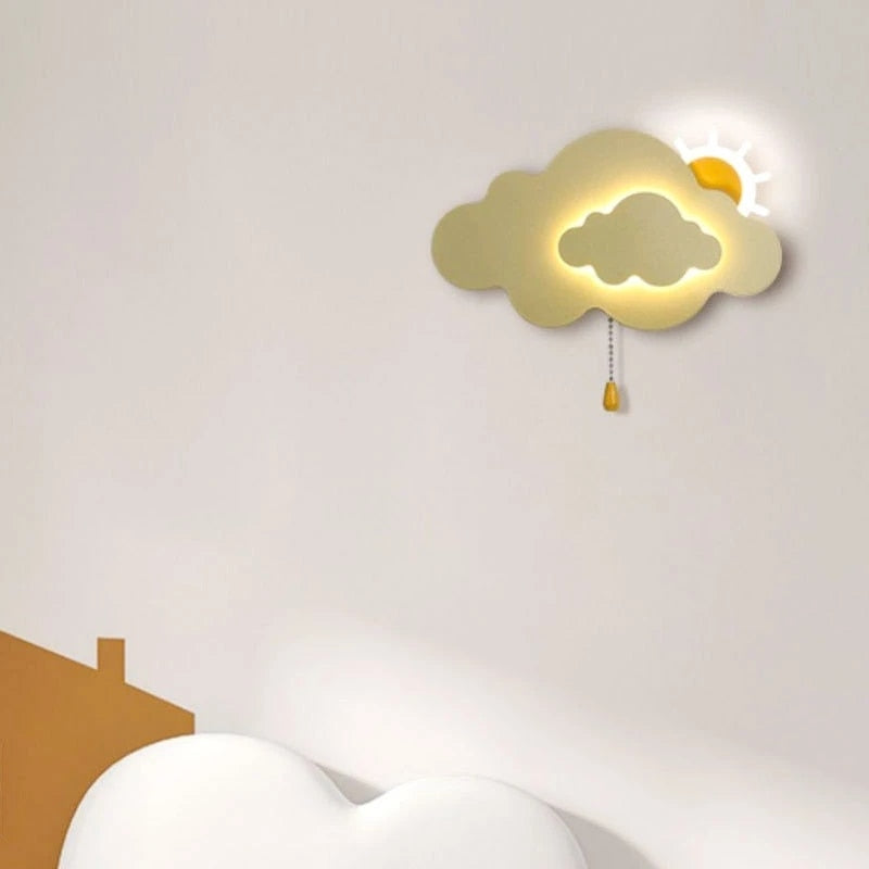 Sun Cloud Night Light Wall Lamp for Kids Room - Soft LED Nursery Lighting for Bedroom, Baby Room & Children's Play Area - Creates Calming Atmosphere for Sleep Time & Nighttime Comfort