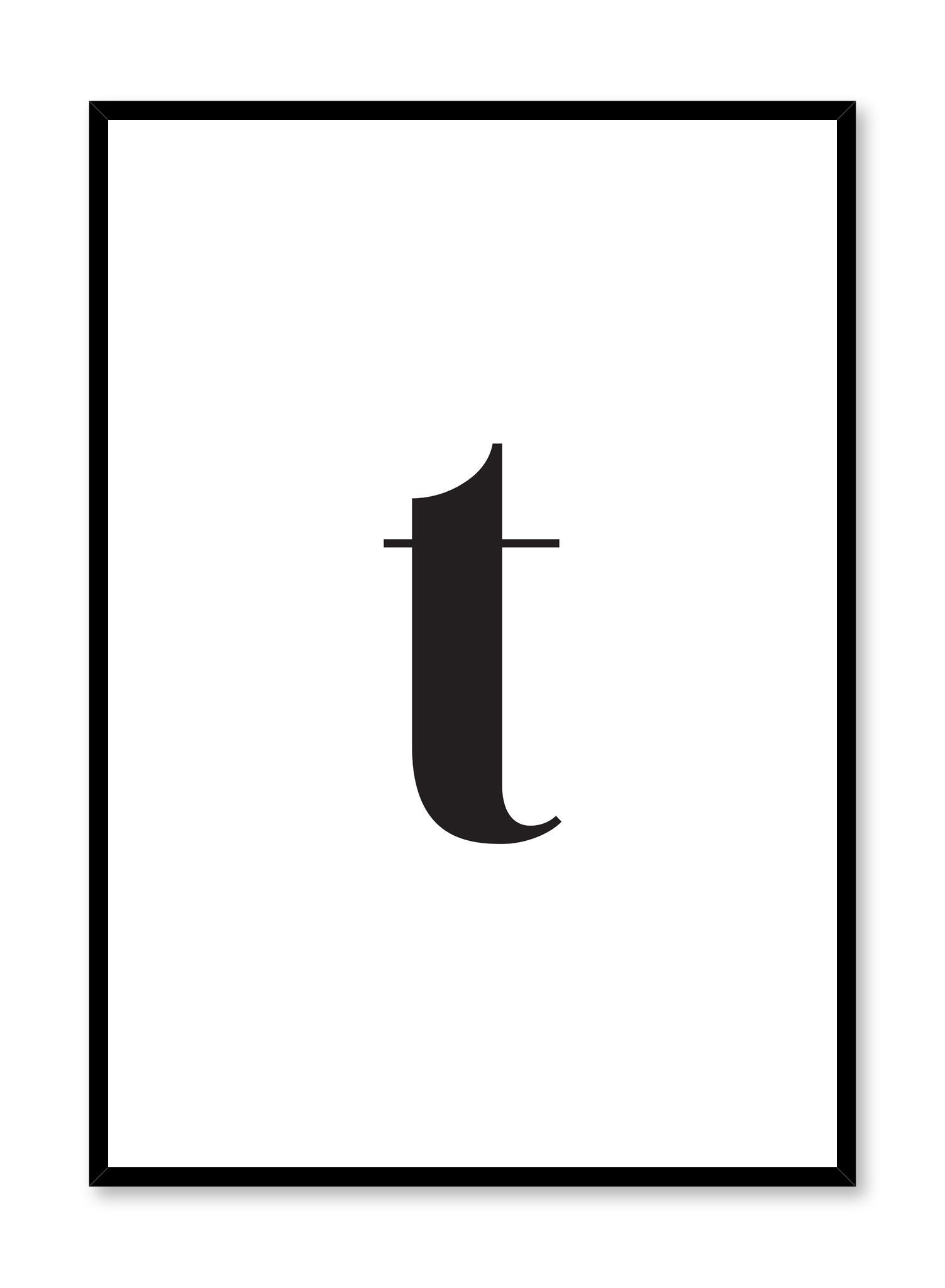 Lowercase Letter T Poster - Educational Alphabet Wall Art for Kids' Room, Classroom & Nursery Decor