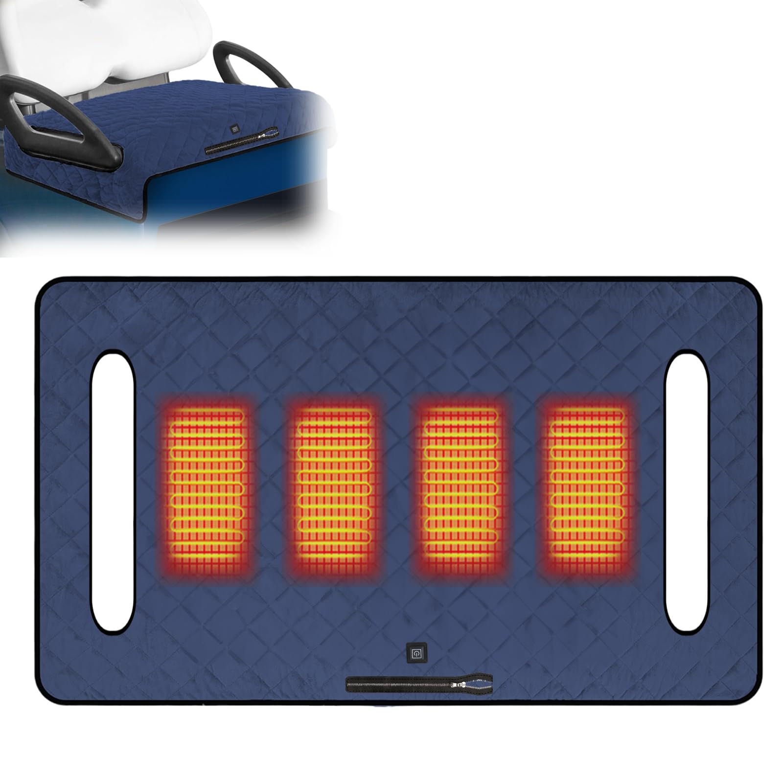 Heated Golf Cart Seat Cover - Portable 3-Level Heating for 2 Passengers | Soft Winter Seat Warmer & Protector | Keep Seats Warm & Clean | Perfect for Cold Weather Golfing & Outdoor Activities