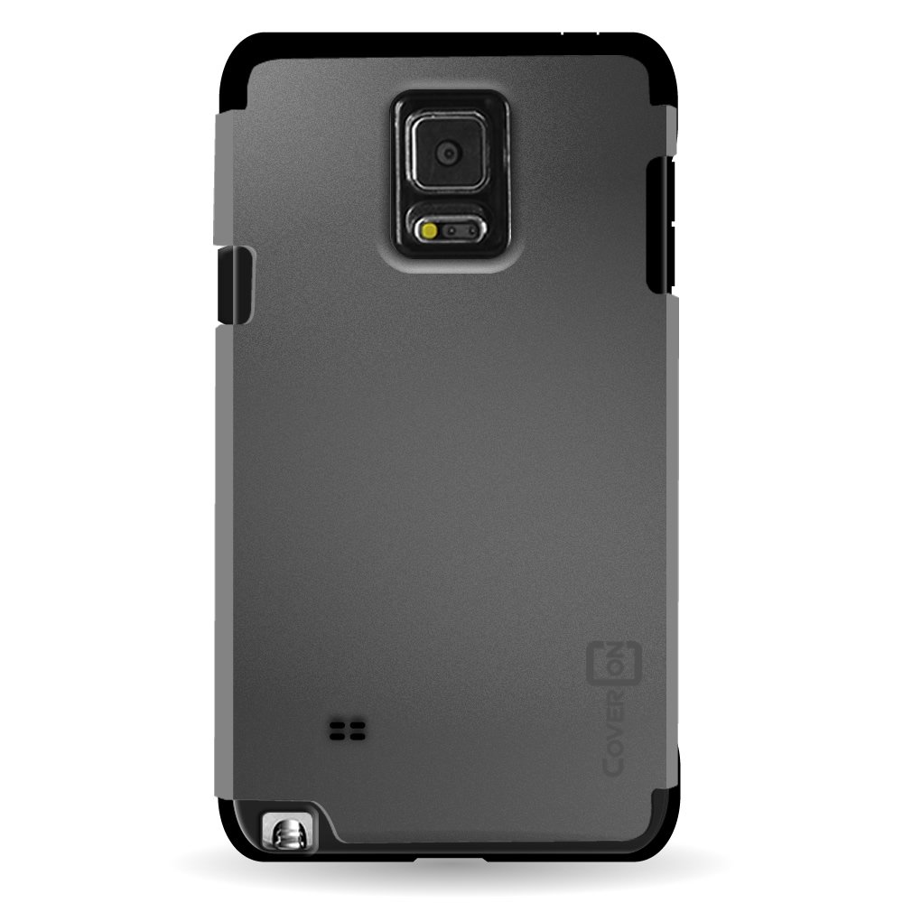Samsung Galaxy Note 4 Tough Case with Screen Protector - Black & Gray for Heavy Duty Protection