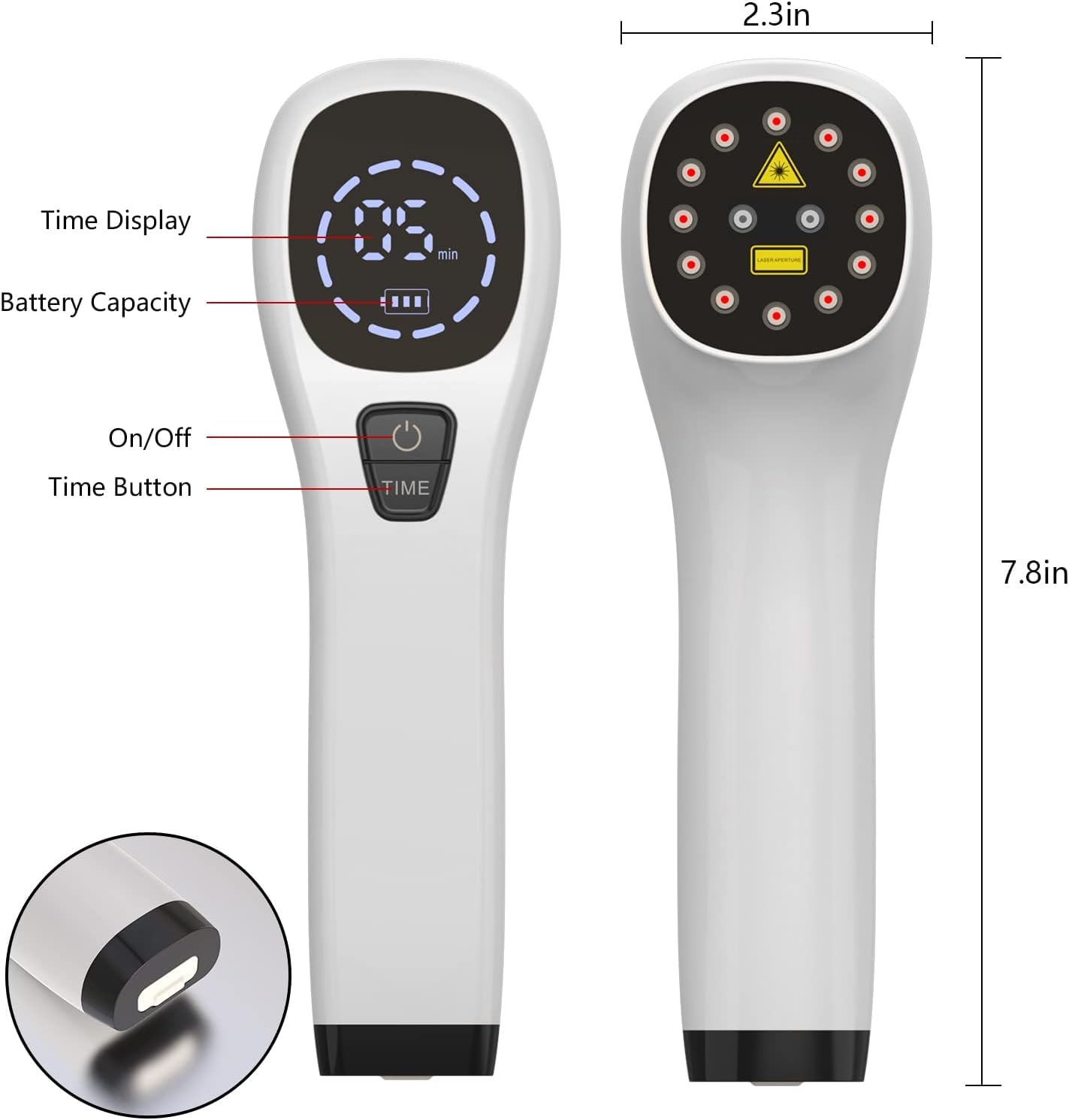 YJT Cold Laser Therapy Device - Red Light Therapy for Pain Relief, Joint & Muscle Pain Relief, 12x650nm & 2x808nm Infrared Light - Home Use for Back Pain, Arthritis, Sports Recovery