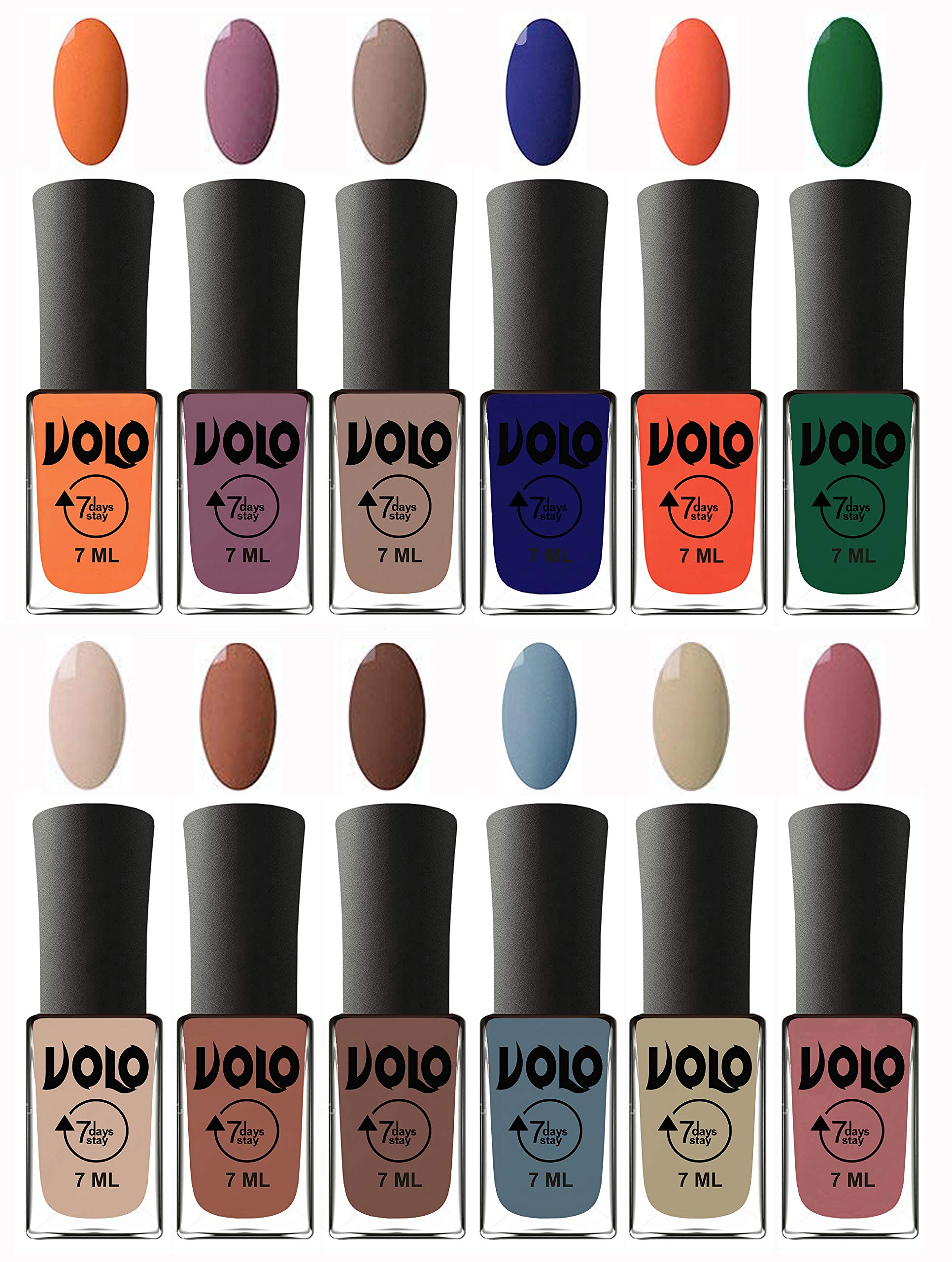 Volo 12-Piece Long Lasting Nail Polish Set for Women & Girls - Multi-Color Nail Paints for Manicures, Pedicures & DIY Nail Art at Home