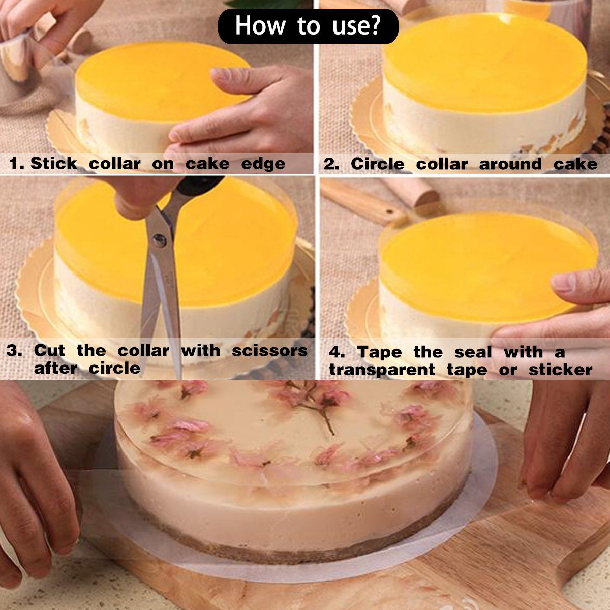 Picowe 6.3 x 394 Inch Clear Acetate Cake Collars - Transparent Mousse Cake Strips for Chocolate Baking & Decorating - Perfect for Professional Bakeries, Home Baking, and Cake Design
