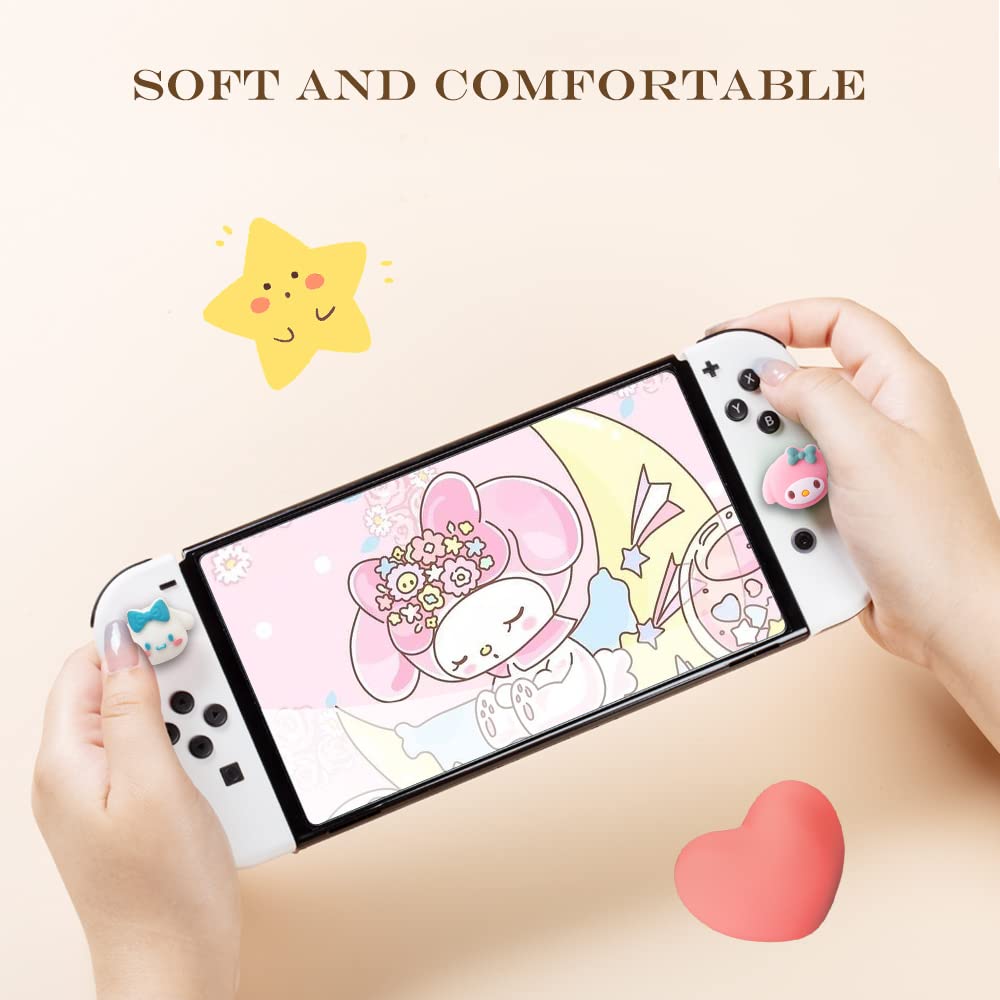 Cute Bunny Joystick Caps for Nintendo Switch Lite/OLED - 4 PCS Thumb Grips Cover for Joycon Controller Accessories - Soft Anti-Slip Analog Stick Buttons - Perfect for Gaming Comfort & Style Enhancement - Great Gift for Gamers