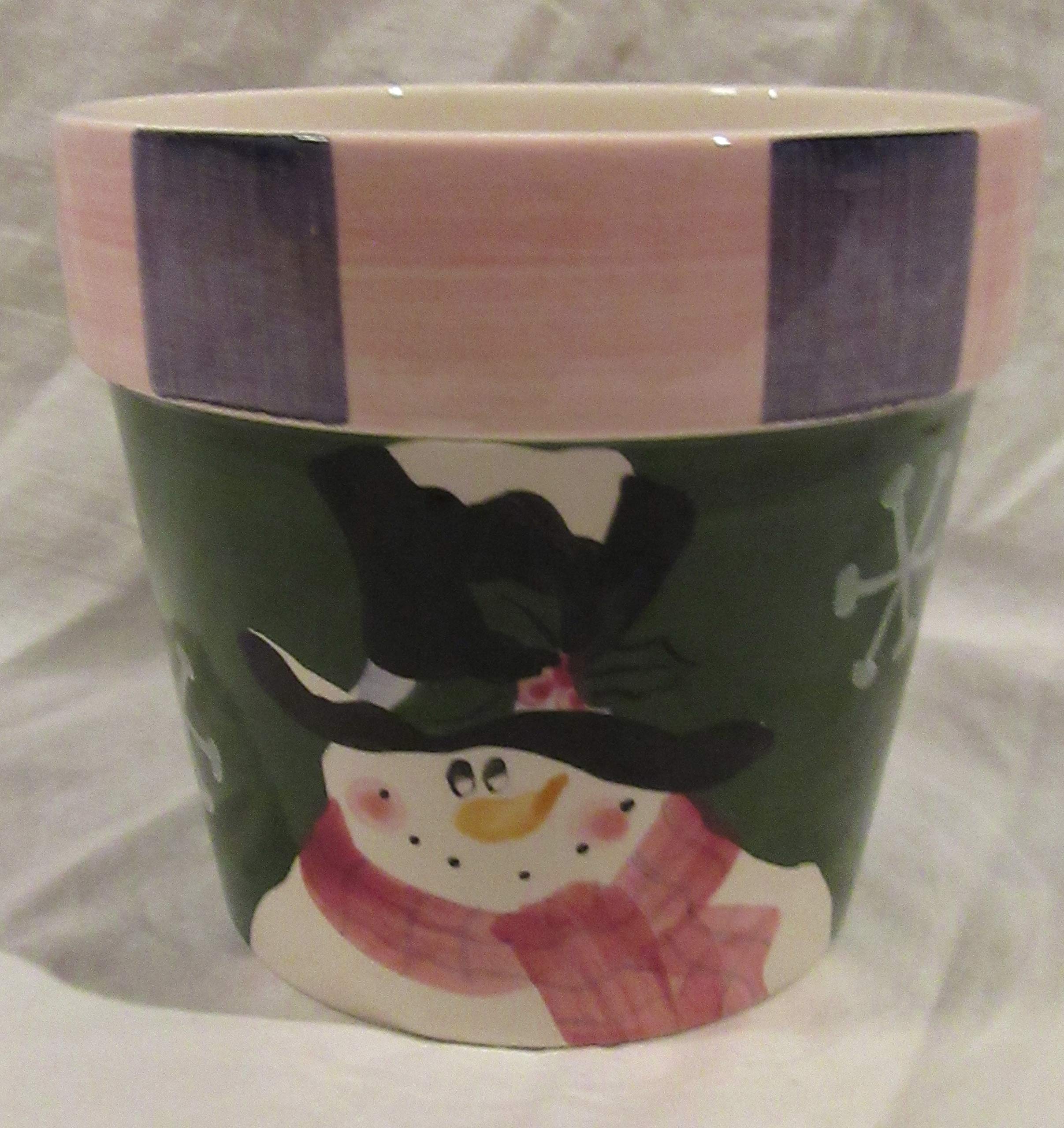 4 Inch Holiday Snowman Planter - Christmas Decorative Flower Pot for Indoor & Outdoor Decor, Festive Home & Garden Gift