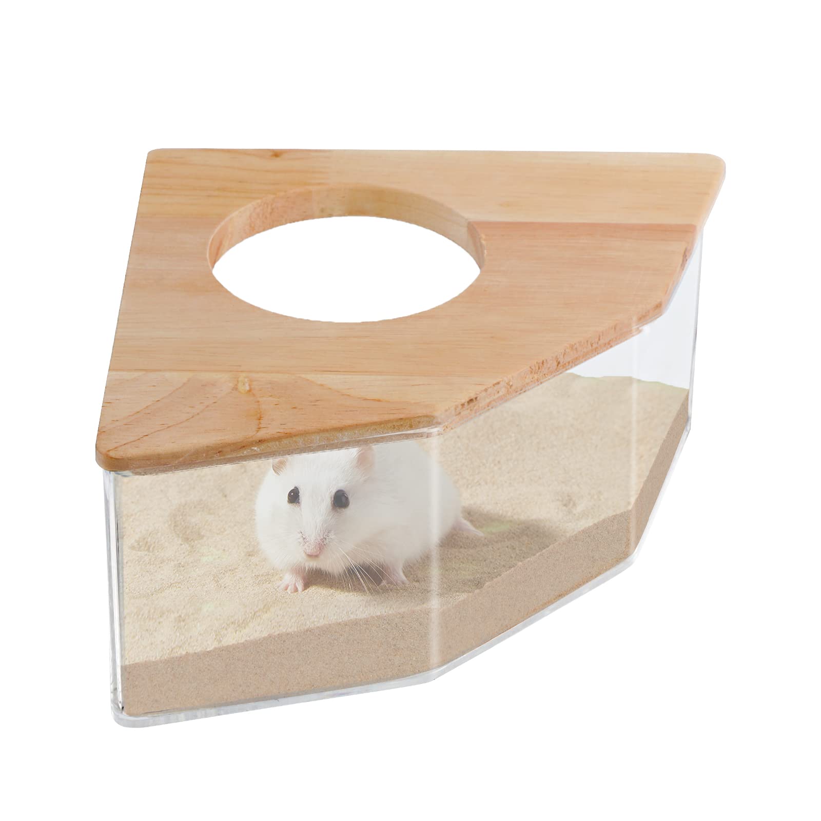 Large Transparent Acrylic Hamster Sand Bath Box - Hamster Bathroom House & Accessories for Gerbils, Lemmings - Perfect for Cage Cleaning & Small Pet Grooming