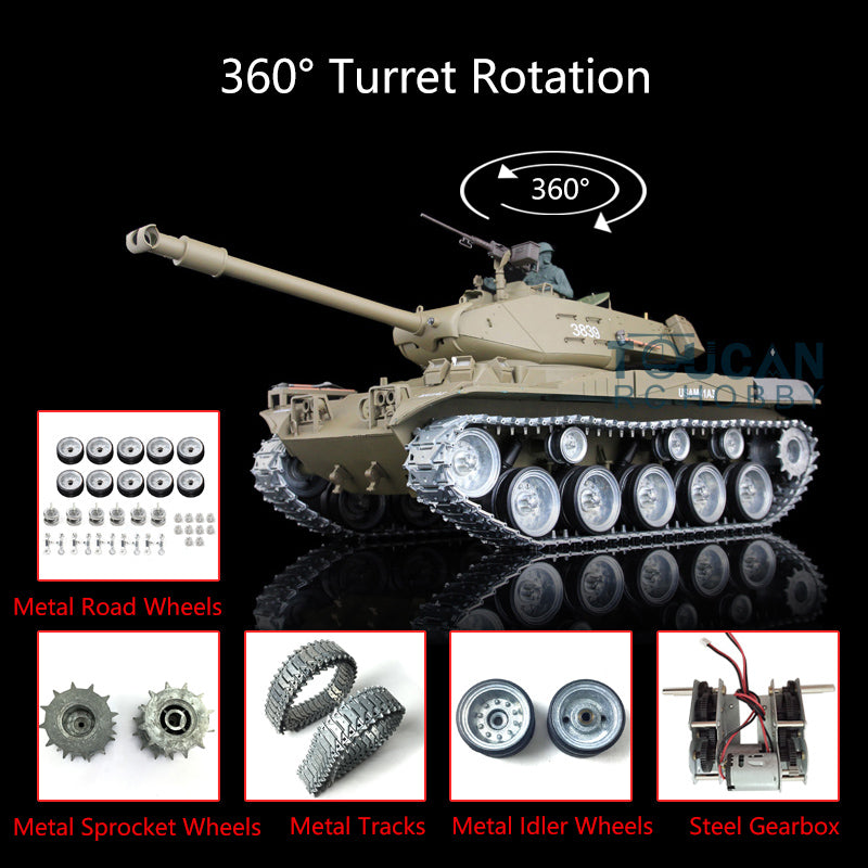 1/16 Henglong Customized RC Tank - USA Walker Bulldog 3839 with 360° Rotating Turret, Metal Idler & Sprocket Road Wheels, FPV & Smoking Function - Perfect for Military Enthusiasts & RC Hobbyists (Battle Simulation, Outdoor Play, Collection Display)