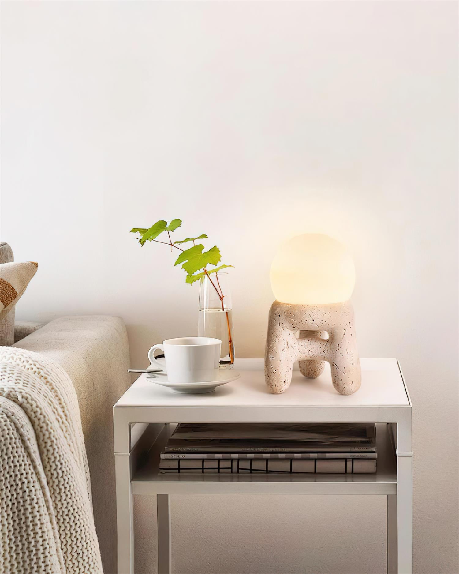 Modern Small Stool Table Lamp - Adjustable Nightstand Lighting for Bedroom, Living Room & Office - Compact Side Table with USB Charging Port & Touch Control