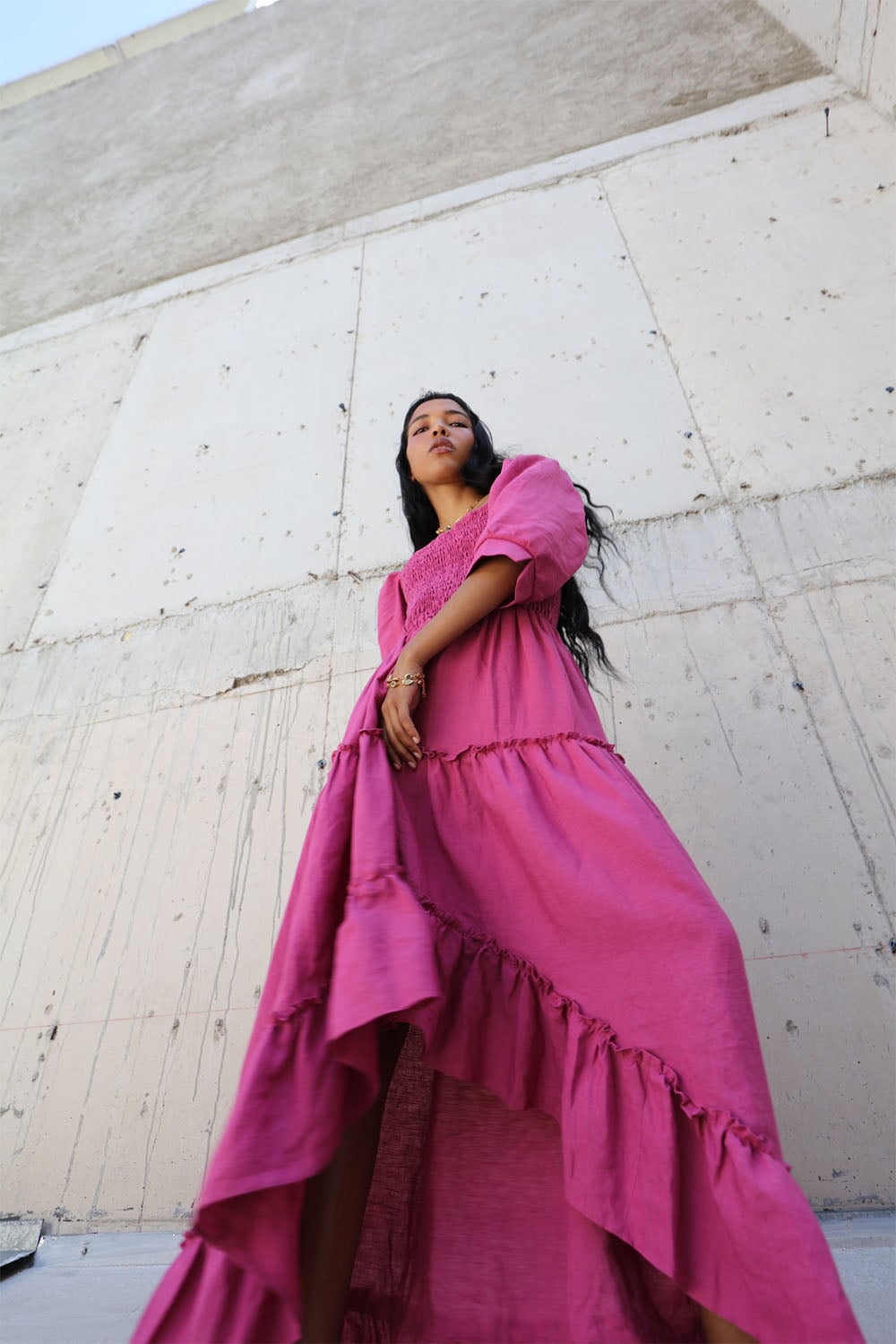 Frida Dress in Raspberry Linen - Women's Flowy Summer Dress for Beach, Vacation & Casual Wear