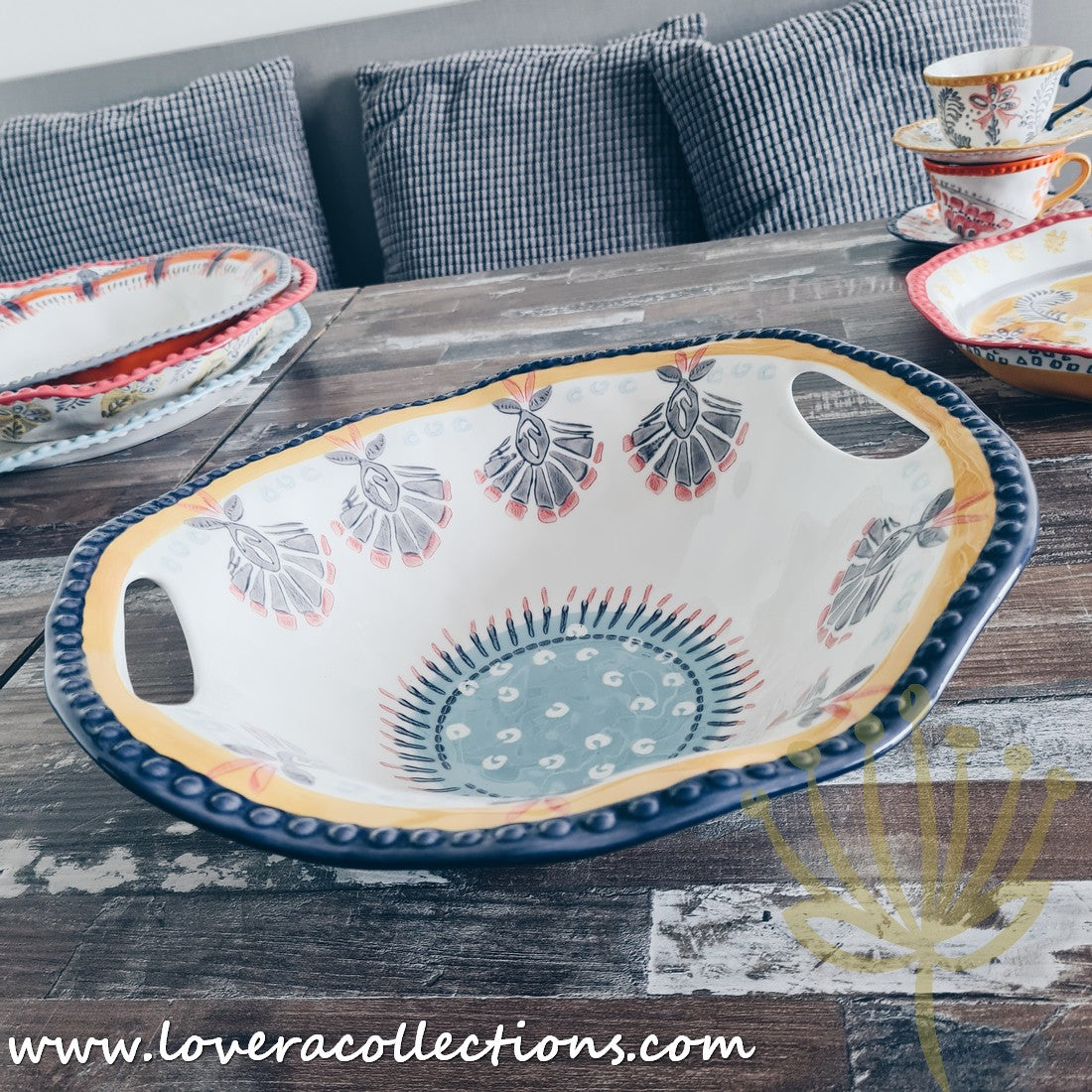 Stylish Afrocentric Light Blue Dinnerware & Serveware Set - Perfect for Family Dinners, Entertaining Guests & Cultural Celebrations