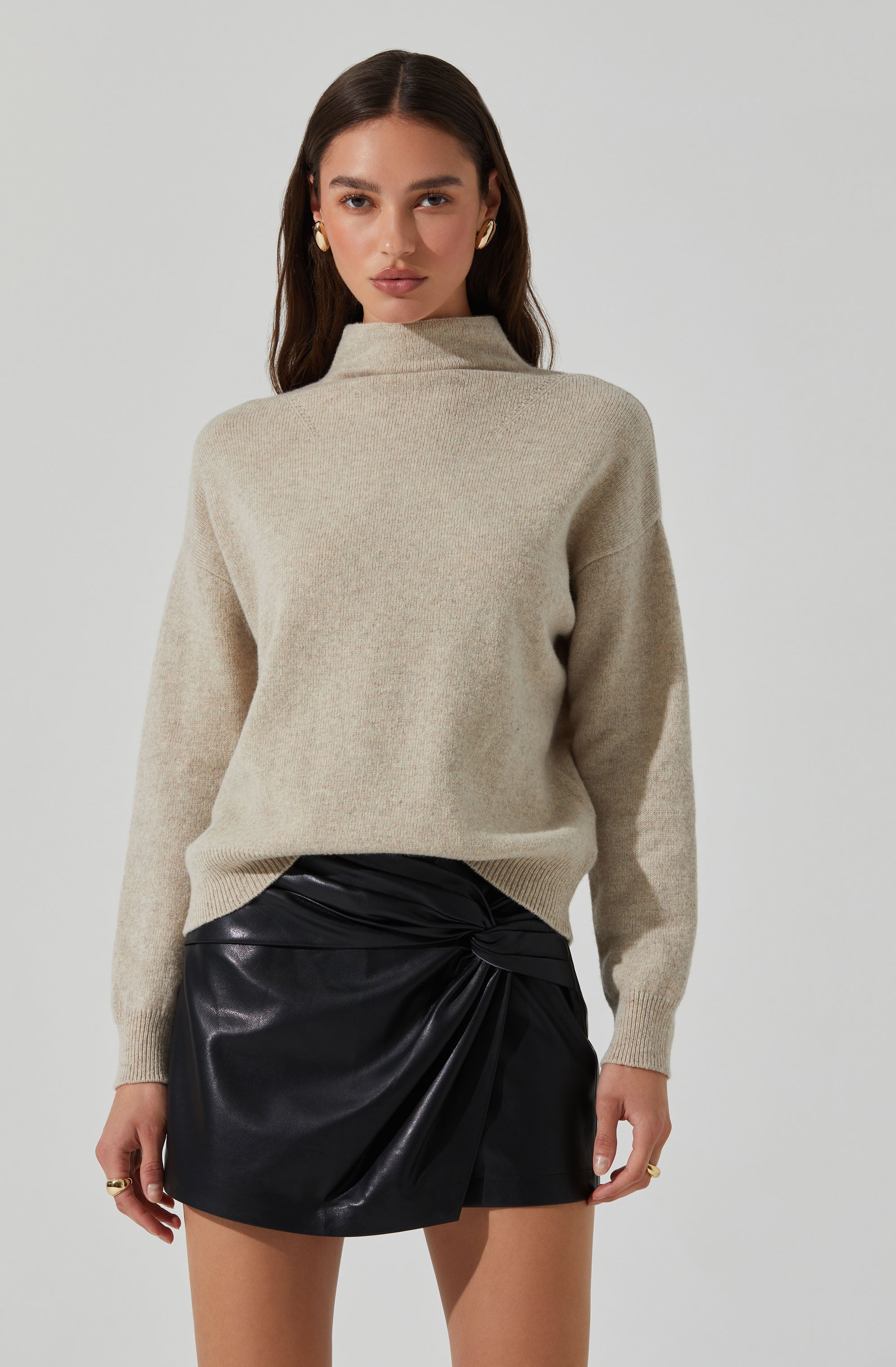 Adley Mock Neck Wool Sweater for Women - Soft Winter Knit Pullover - Perfect for Office, Date Night & Casual Outfits