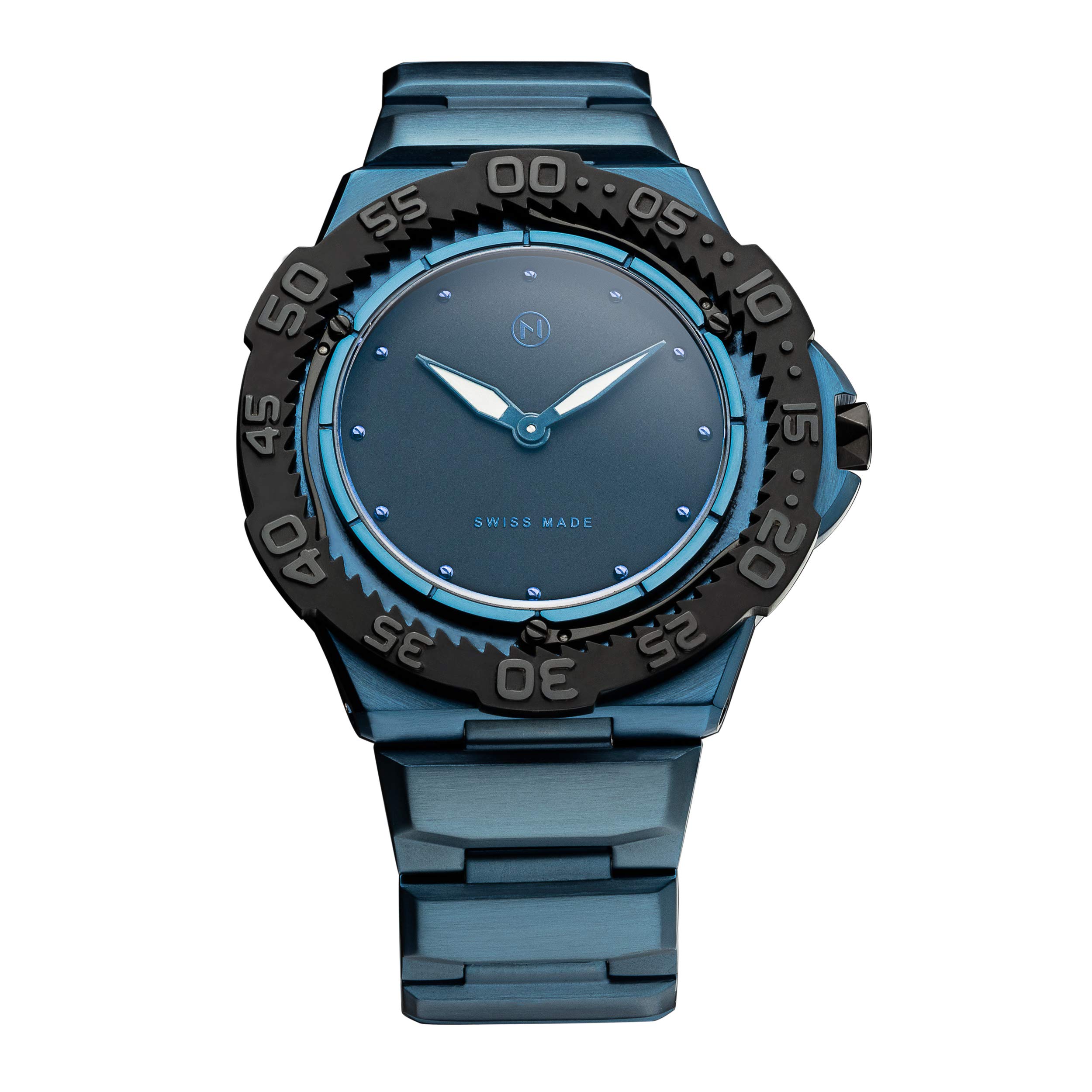 NOVE Trident Swiss Made Ultra Slim Dive Watch for Men & Women - 6.8mm Thin, 200m Water Resistant, Quartz Movement, Stainless Steel Band, 46mm Case - Perfect for Scuba Diving, Swimming & Everyday Luxury Wear