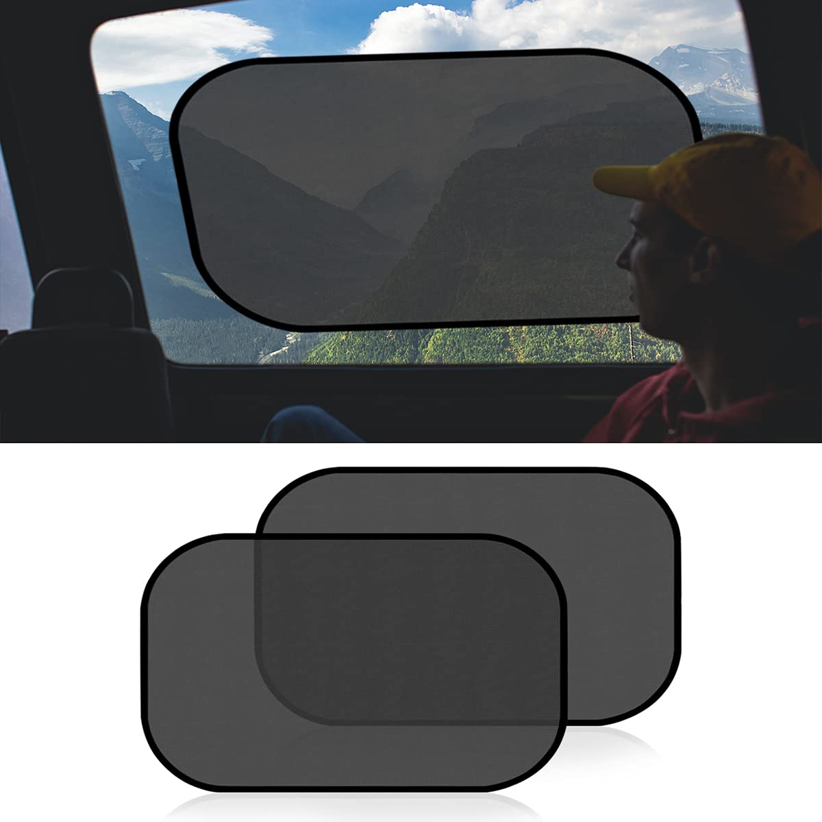 2 Pack Car Window Sunshades for Baby & Kids - UV Protection, Glare & Heat Blocking - Side Window Shades (21