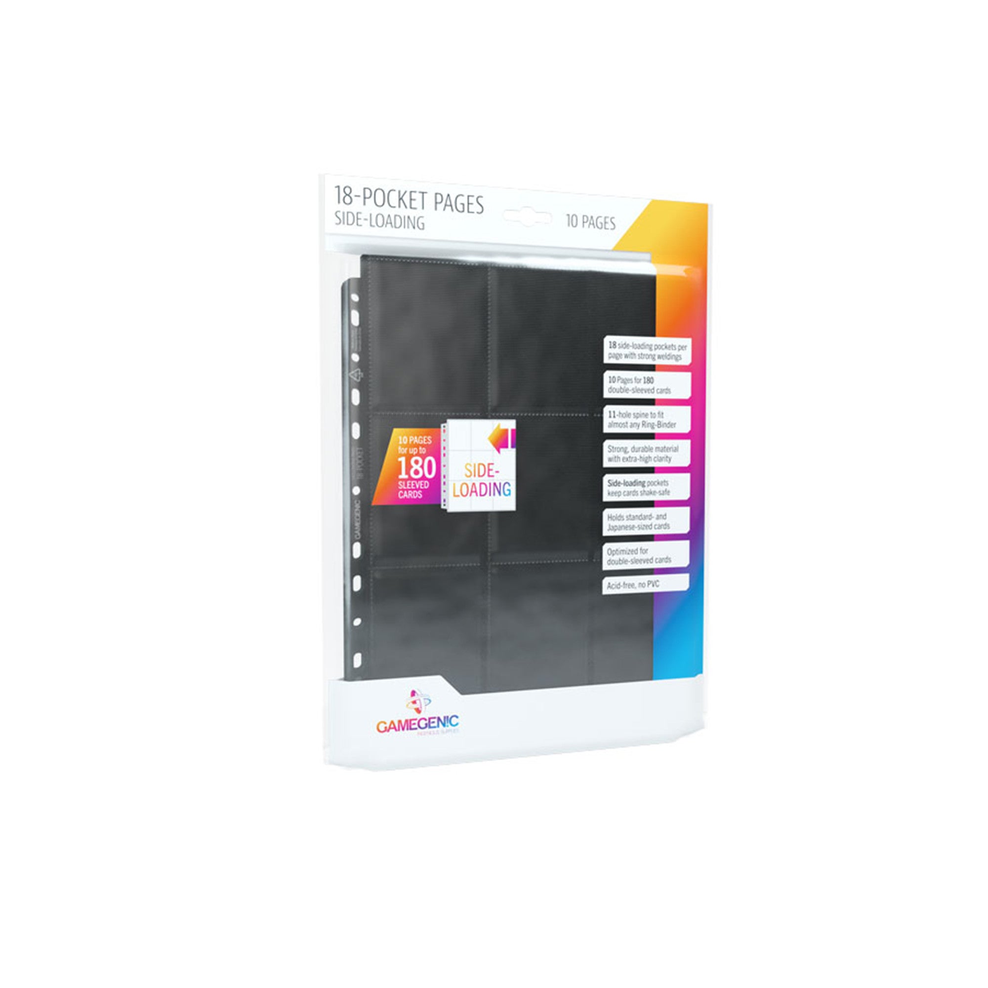 18-Pocket Sideloading Photo Album Pages - 10-Page Set in Black - Perfect for Scrapbooking, Document Storage & Photo Organization
