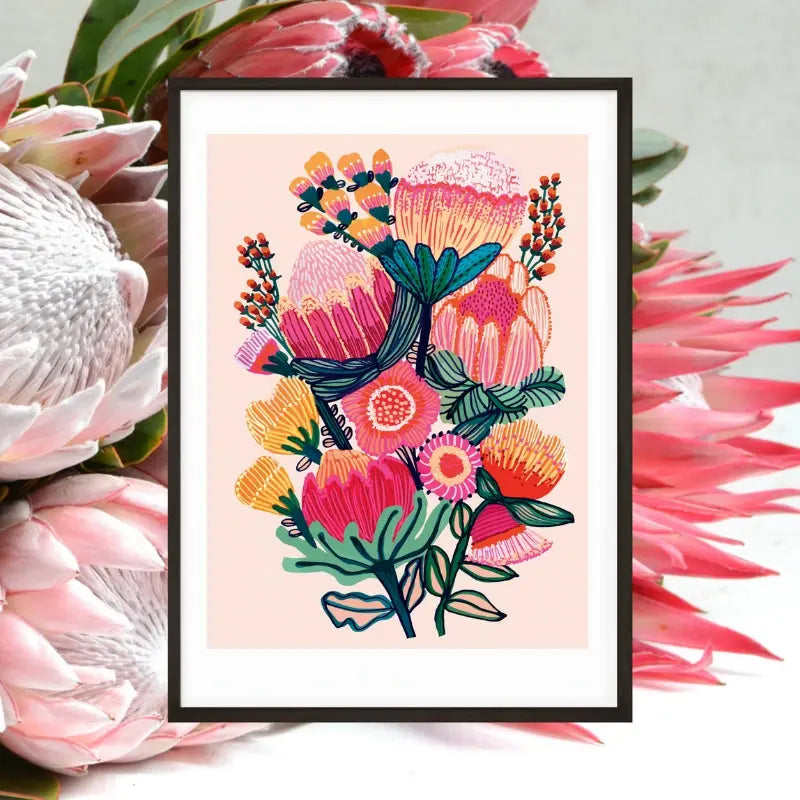 Flowers of Oz Botanical Art Print - Vintage Floral Wall Decor for Home & Office - Perfect for Living Room, Bedroom, and Gift Giving
