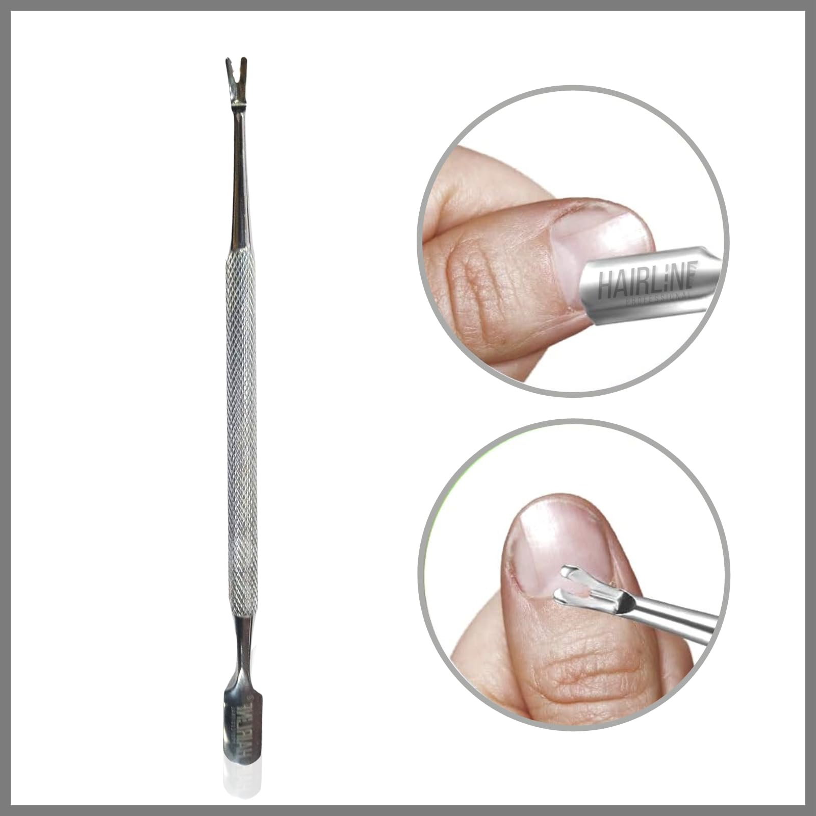 Professional Stainless Steel Dual Head V-Shaped Cuticle Pusher - Nail Care Tool for Home Salon & Nail Shop - Manicure & Pedicure Kit for Men & Women - Perfect for DIY Nail Care, Professional Grooming & Spa Treatments